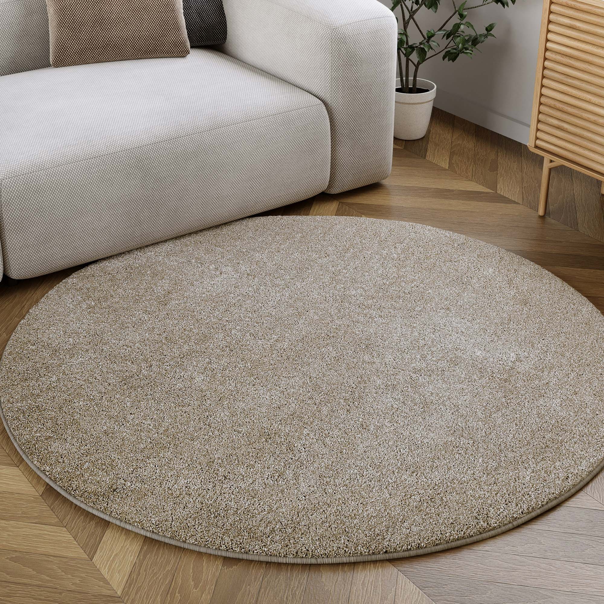 Wecon home Hochflor-Teppich »Manta«, rund, 25 mm Höhe, Langflor, maschinell gewebt, robust, Wohn- & Schlafzimmer, einfarbig