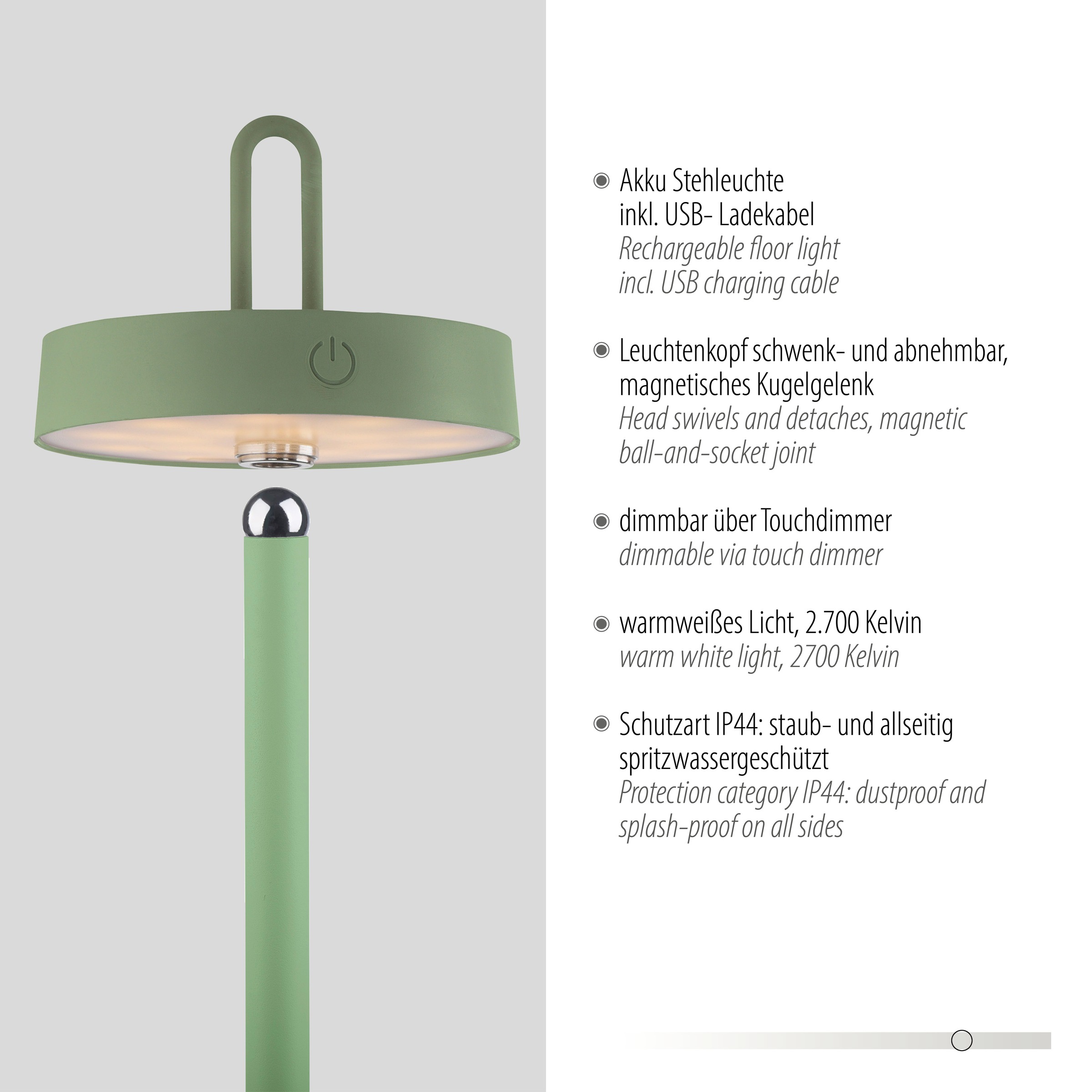 JUST LIGHT Stehlampe »AMAG«, 1 flammig, Leuchtmittel LED-Modul | LED fest integriert, Akkuleuchte