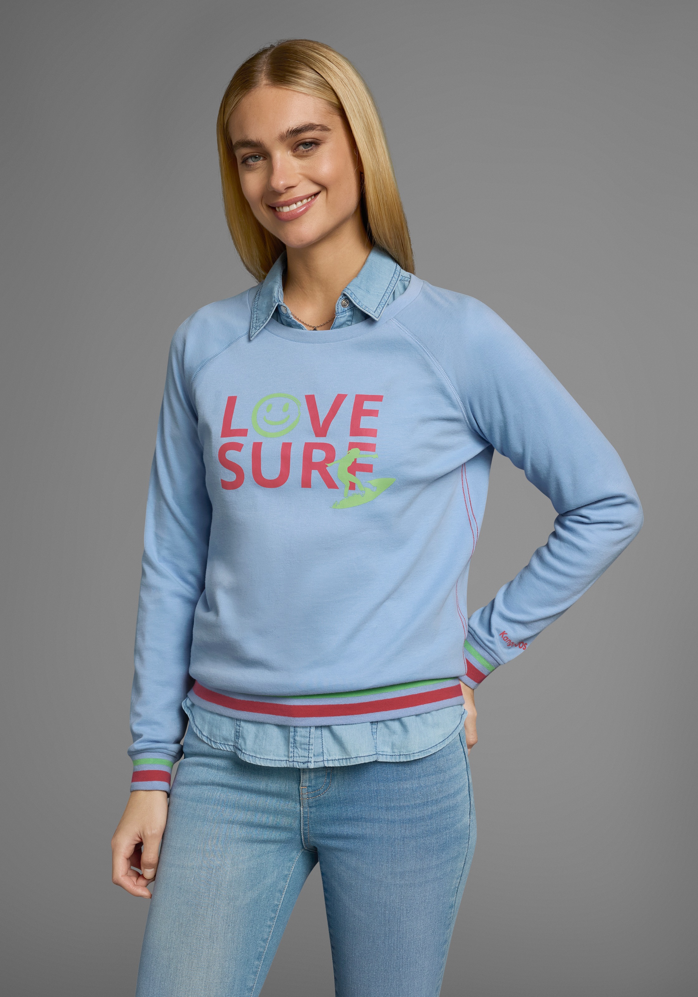 KangaROOS Sweatshirt Rundhals und Print günstig online kaufen