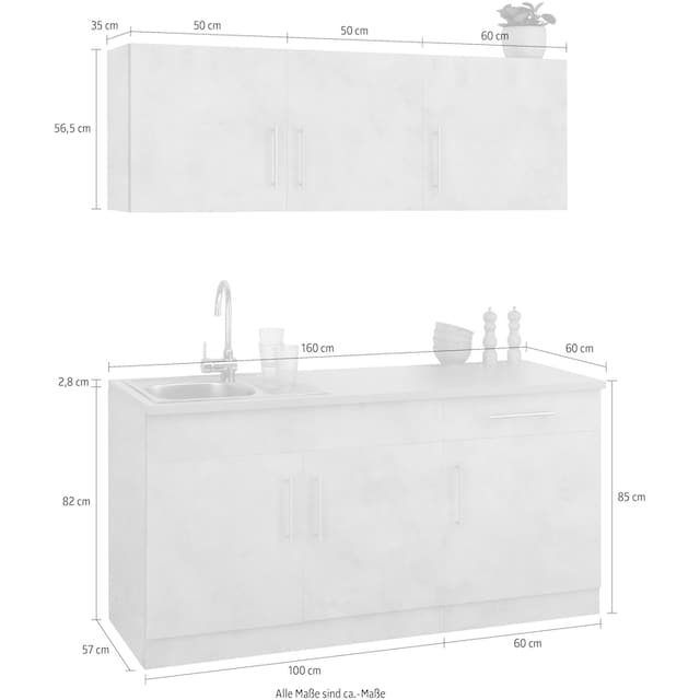 wiho Küchen Küche »Cali«, ohne E-Geräte, Breite 160 cm bestellen | BAUR