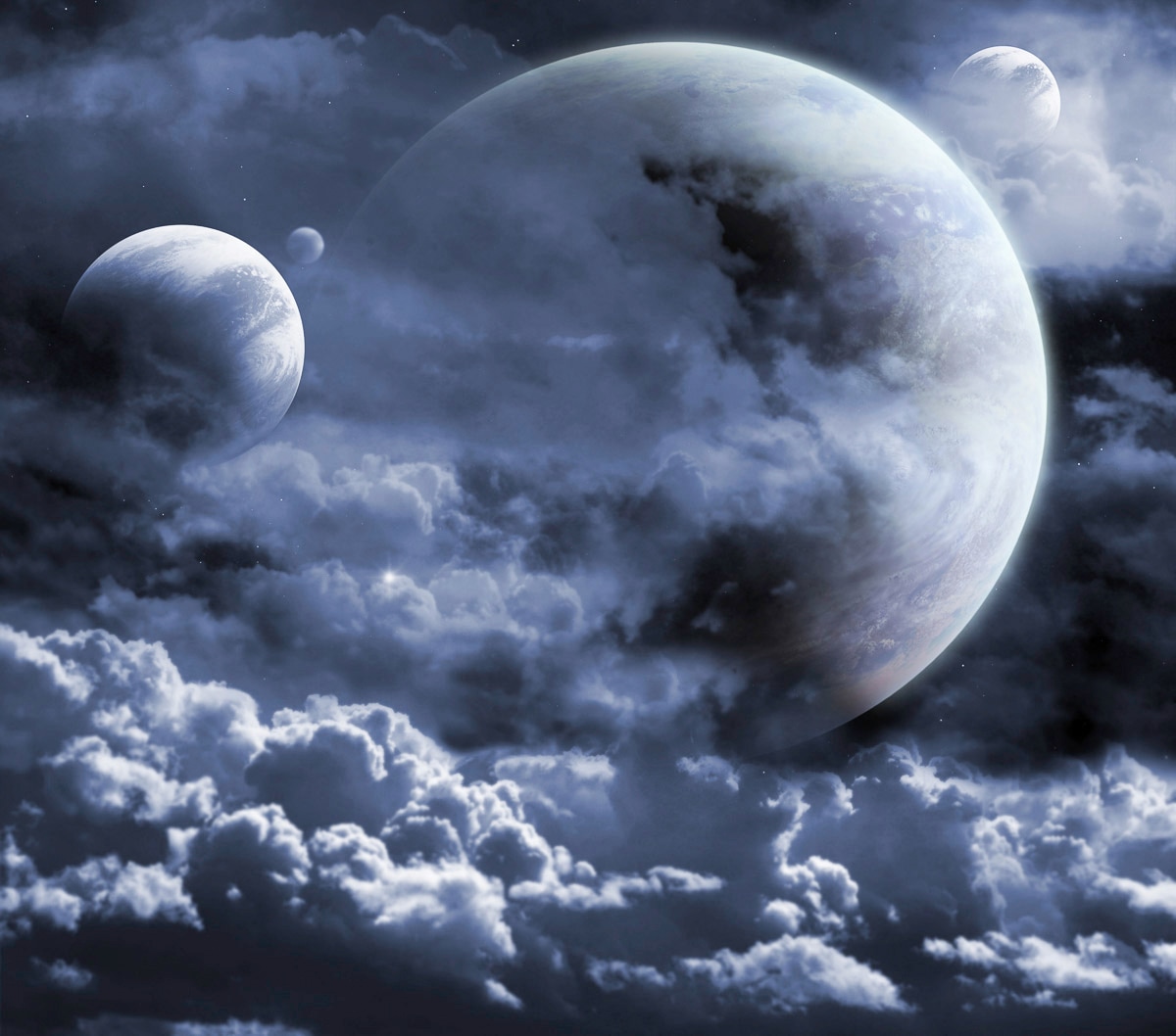 Papermoon Fototapete "Wolken mit Monden"