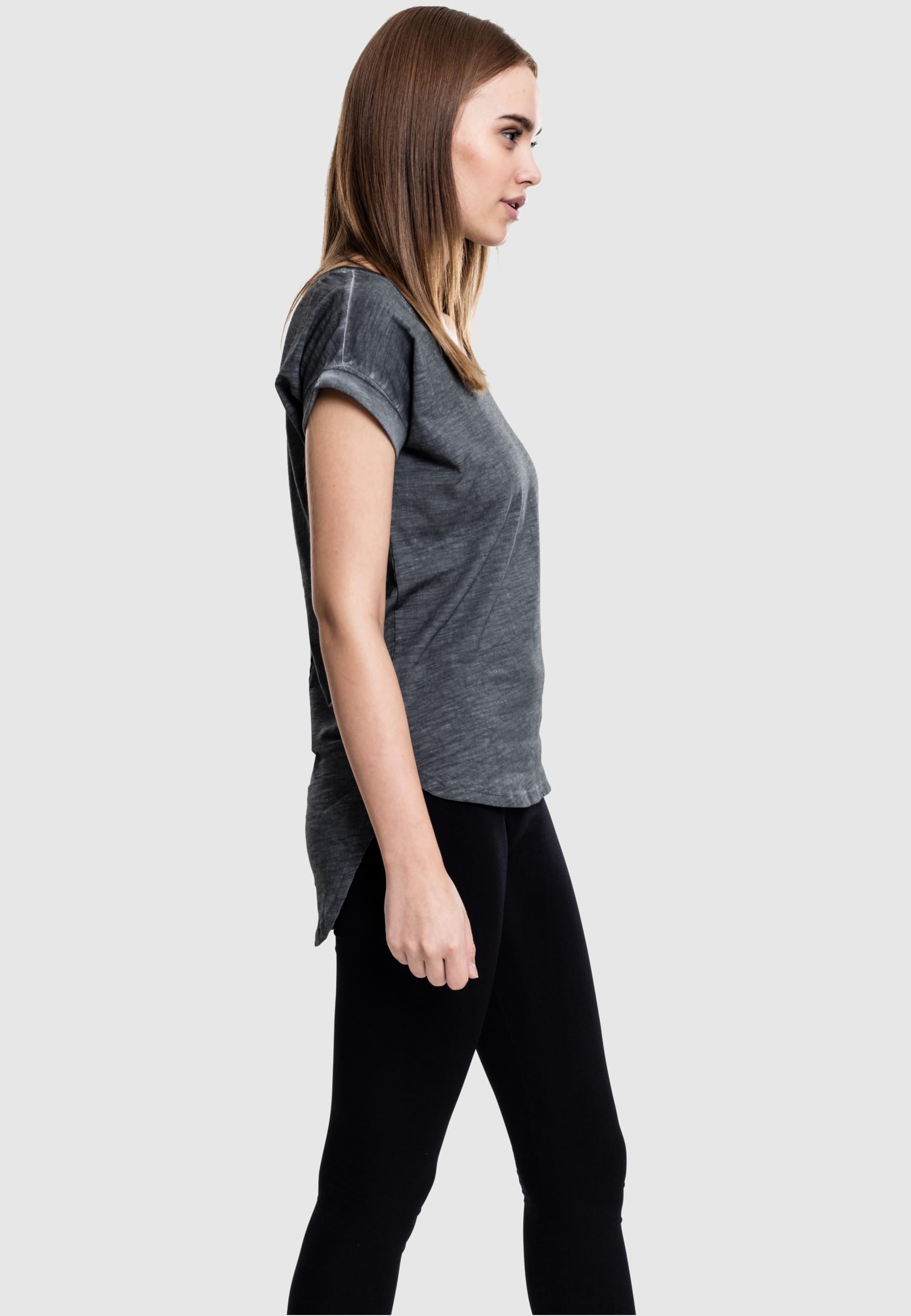 URBAN CLASSICS Kurzarmshirt »Urban Classics Damen Ladies Long Back Shaped Spray Dye Tee«, (1 tlg.)
