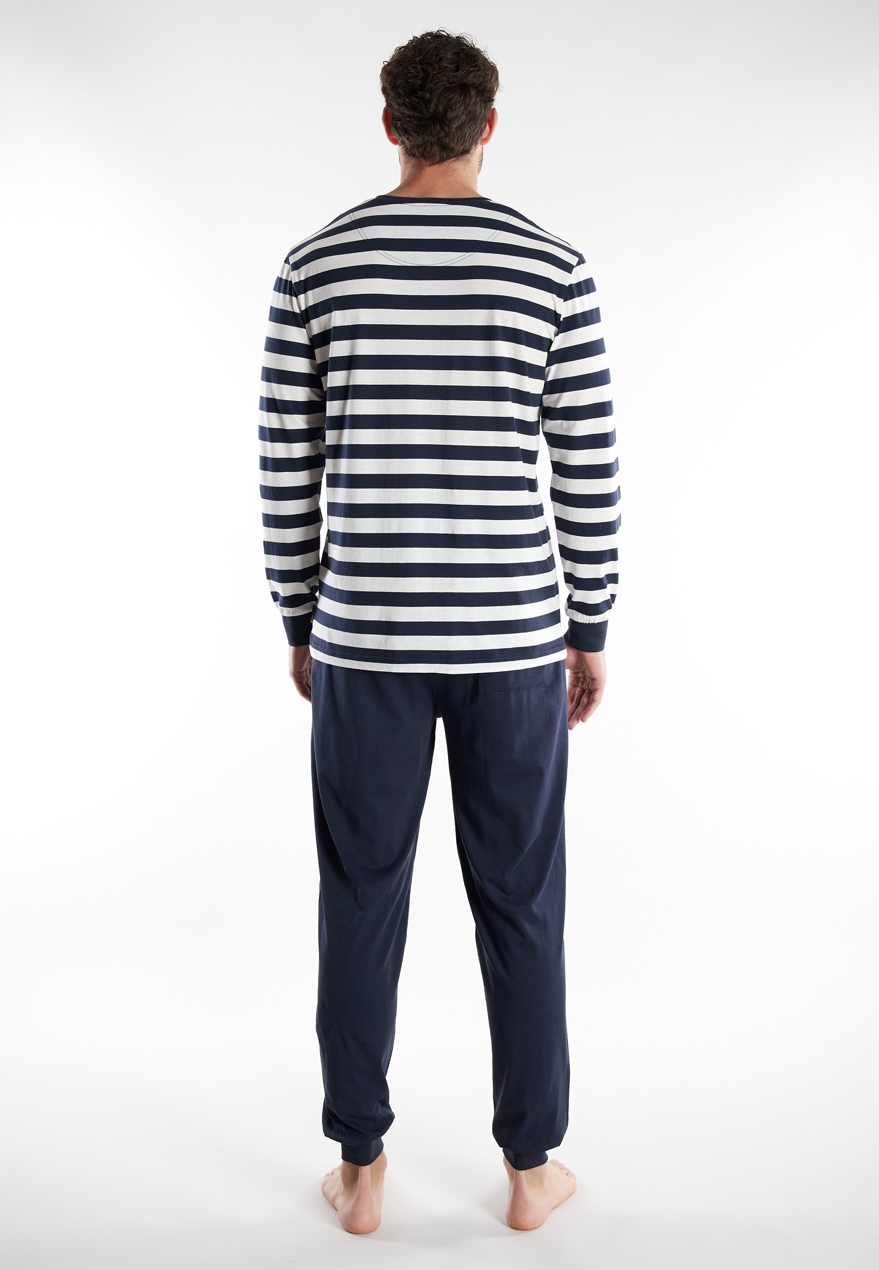 Thumbnail - TOM TAILOR Schlafanzug "Milos" 2 tlg. Langarm, Rundhalsausschnitt, gestreift, basic, Baumwolle