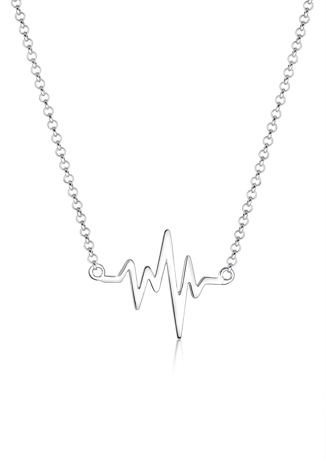 "Kette mit Anhänger ELLI ""Halskette Herzschlag Anhänger Liebe 925 Silber"" Gr. 45, silber, Halsketten, Damen, ohne Stein, Silber 925