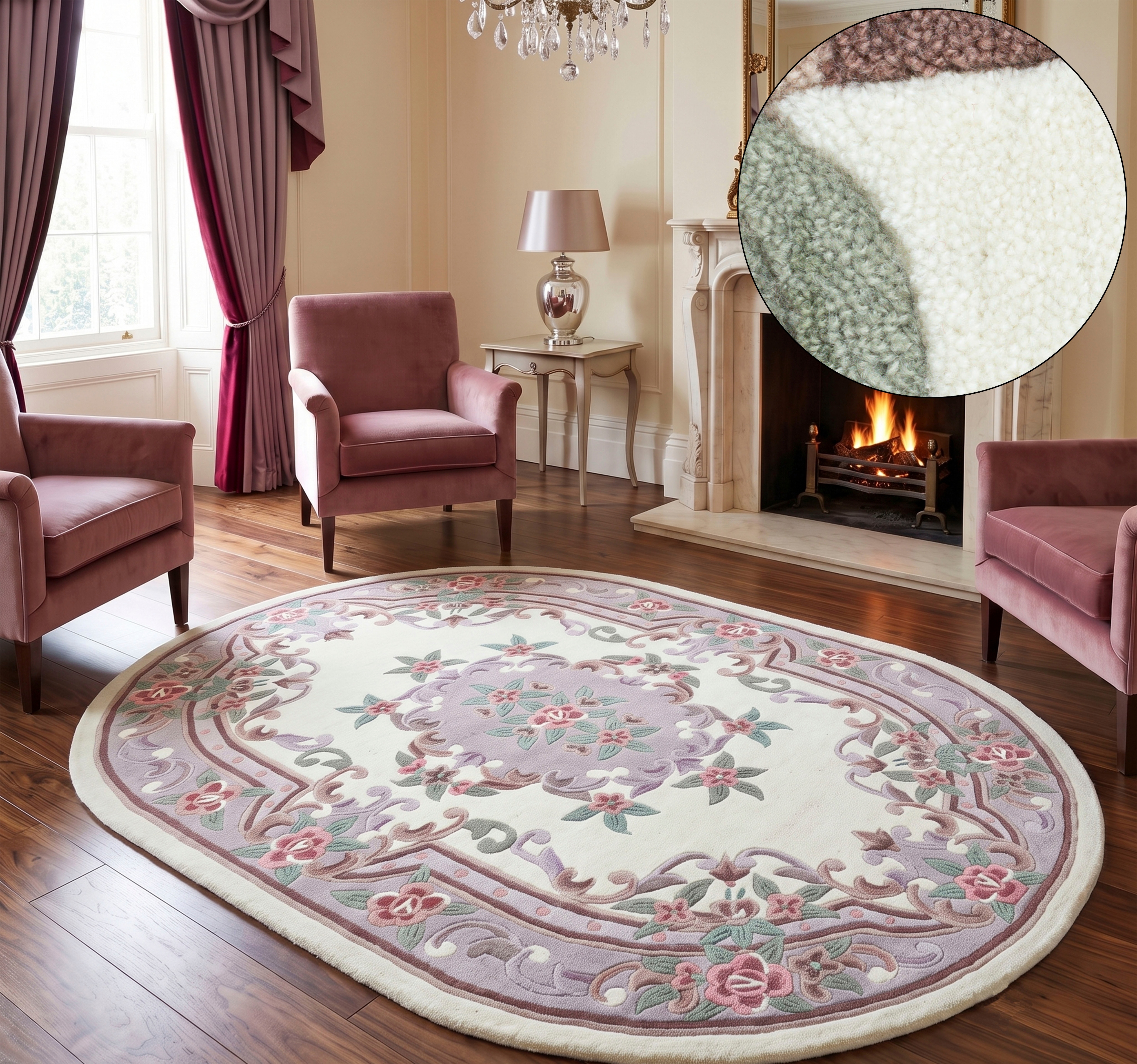 THEKO Teppich "Ming" oval 14 mm Höhe hochwertiges Acrylgarn, ideal im Wohnzimmer & Schlafzimmer