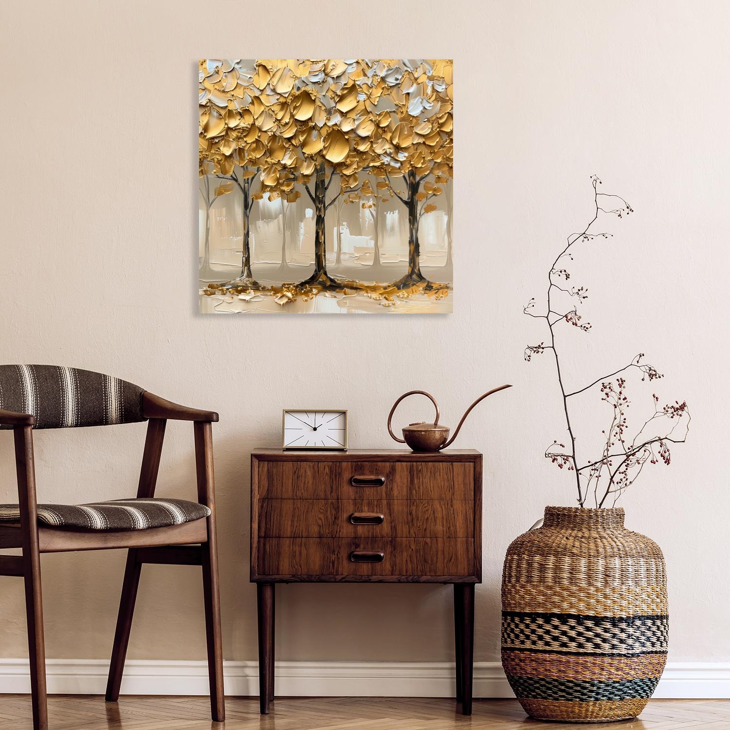 queence Acrylglasbild "Goldener Wald" Abstrakt  Abstrakte  Baum  Baumbilder günstig online kaufen