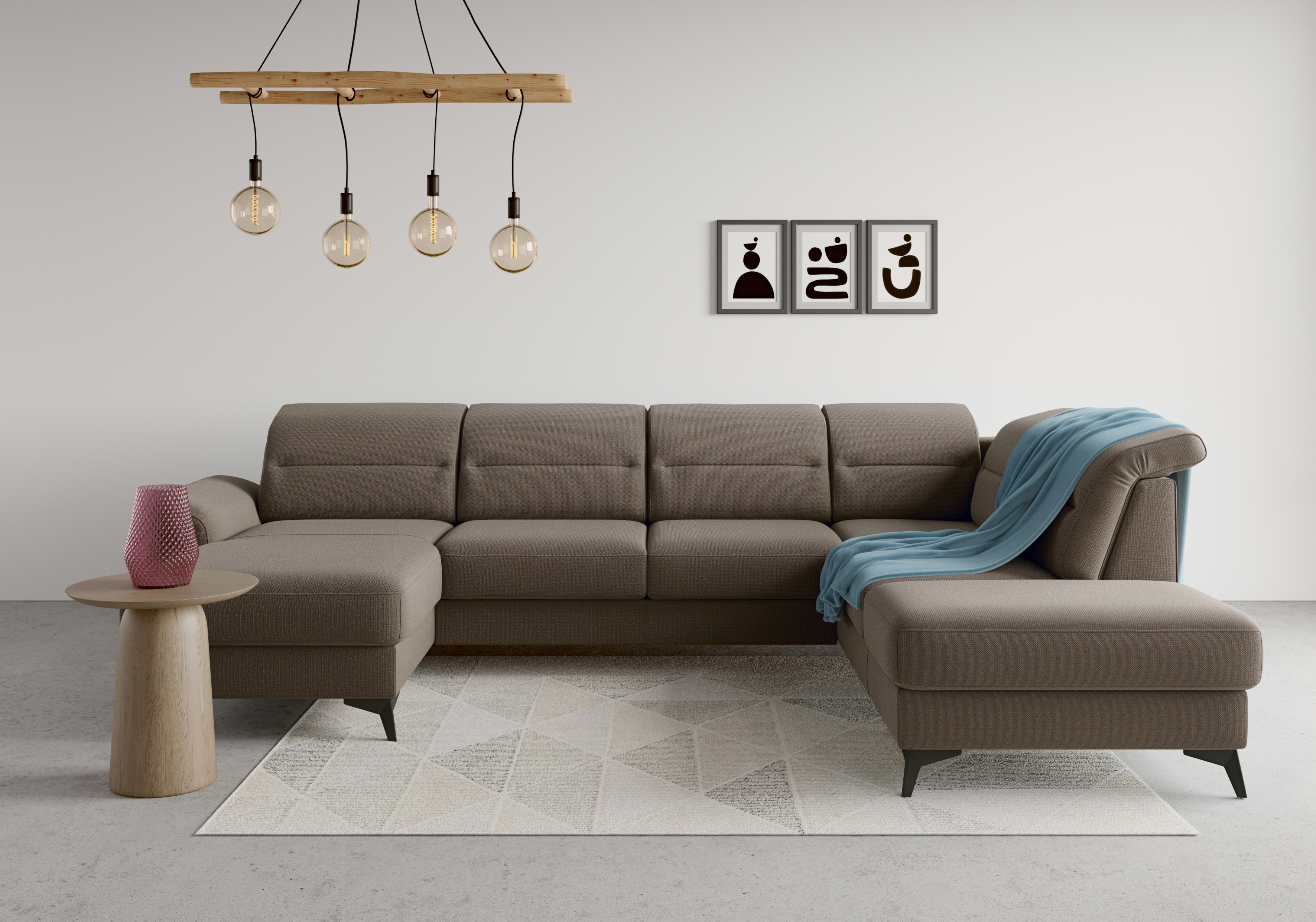 sit&more Wohnlandschaft "Sinatra U-Form" optional mit Kopfteilverstellung und Armteilfunktion, Metallfüße