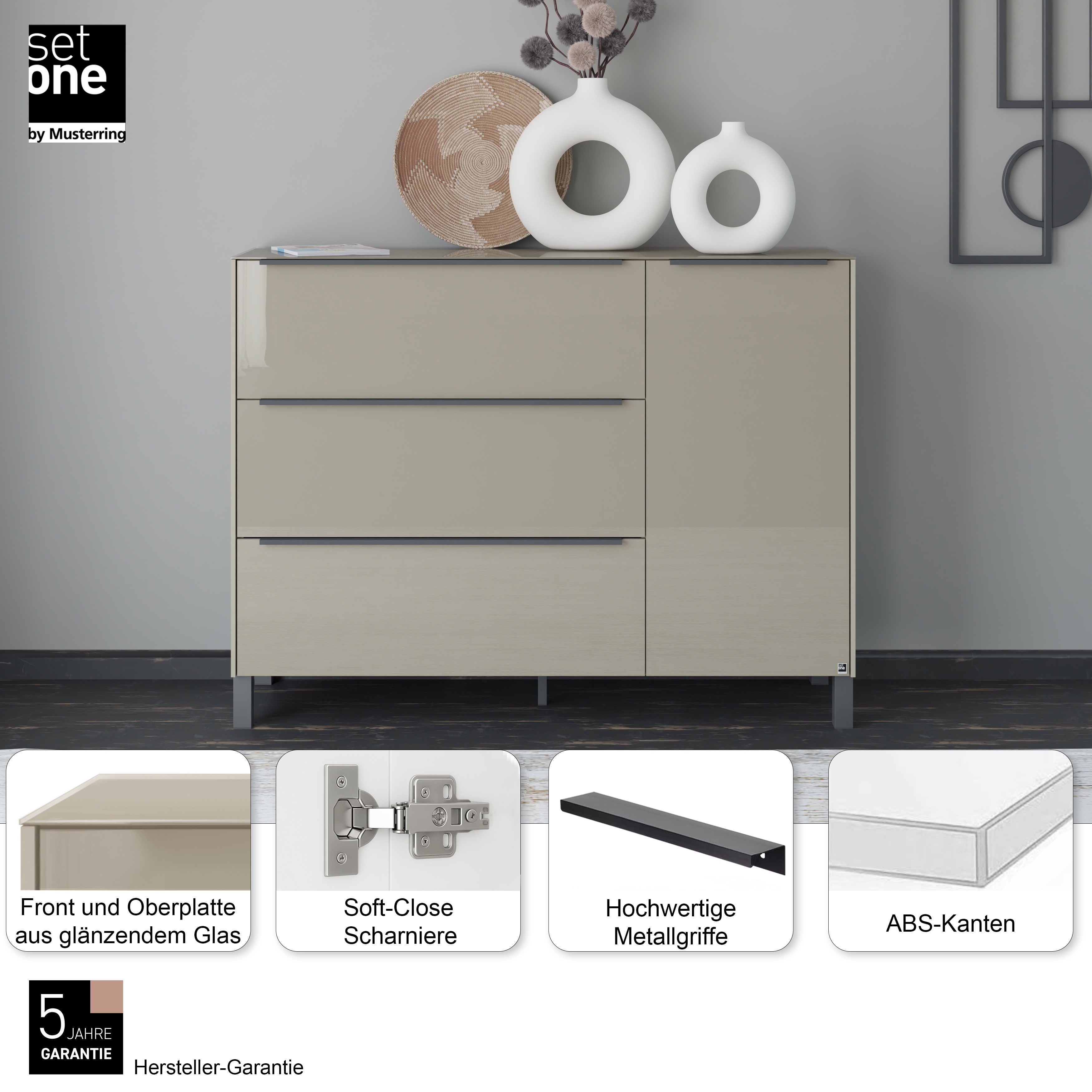 Thumbnail - set one by Musterring Sideboard "Reno" 1 Stk. tlg. Mit Vierkantfuß in diversen Farben, 106 cm Höhe & Farbauswahl