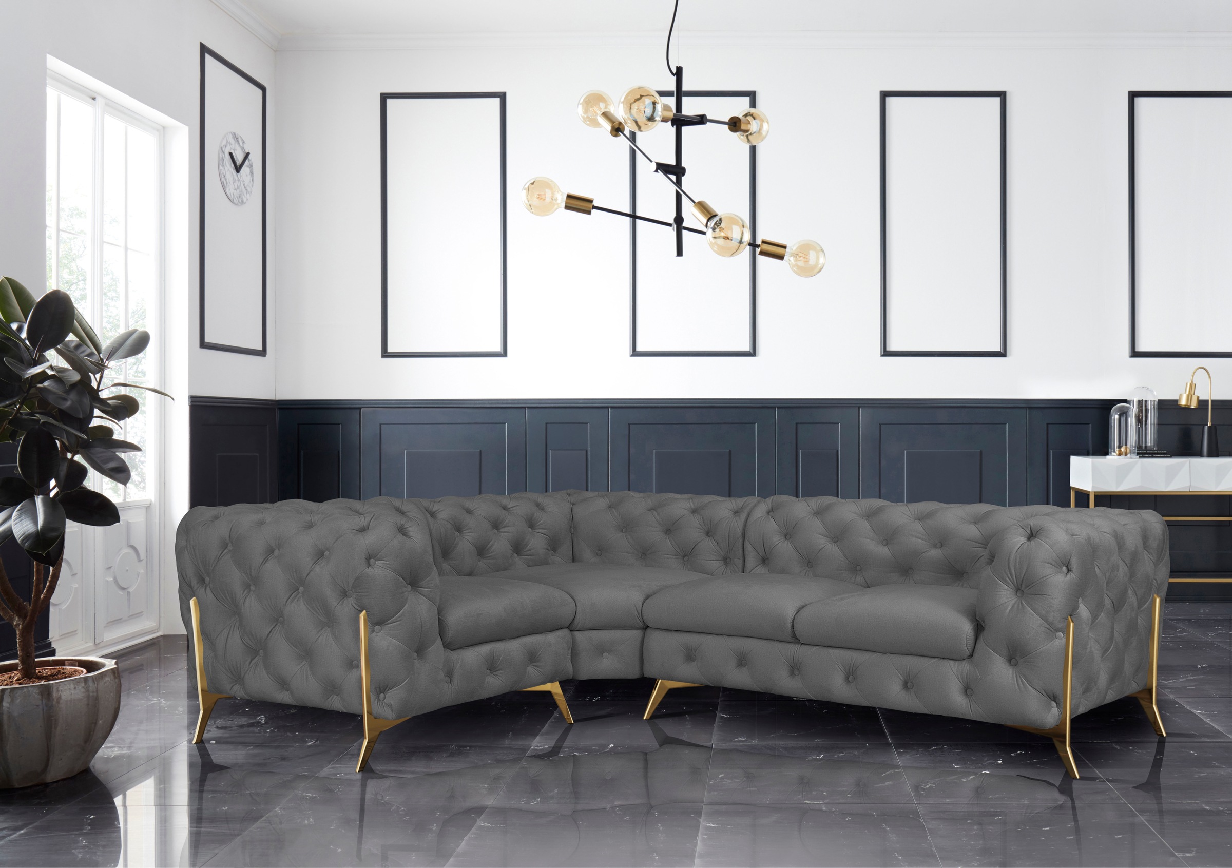 Home affaire Chesterfield-Sofa "Amaury L-Form" moderne Chersterfield-Optik, günstig online kaufen