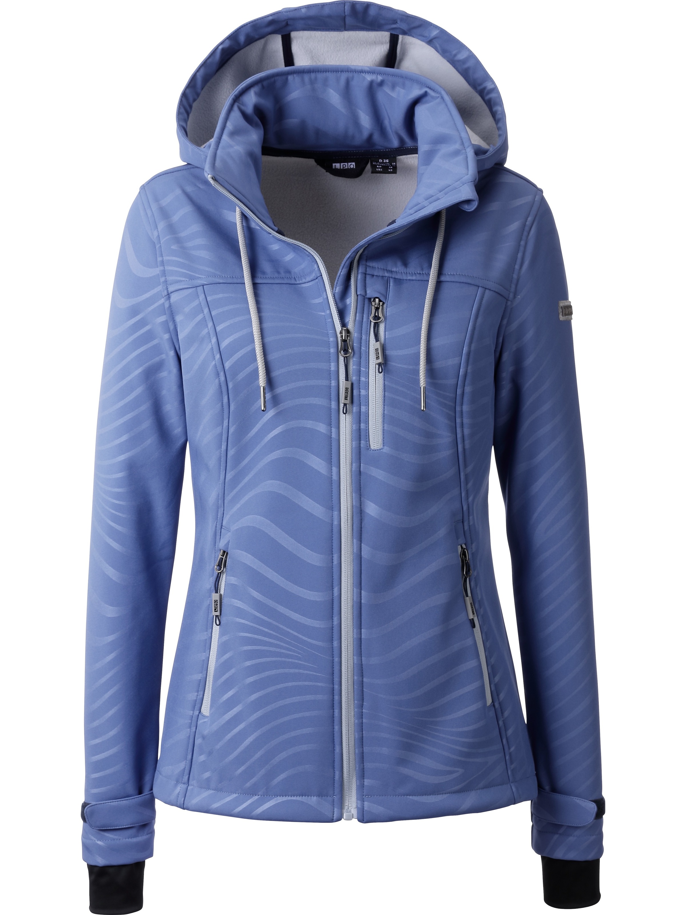 LPO Damen Softshelljacke "Softshelljacke Sarina"indial teal, Gr. 46, 92% Polyester, 8% Elasthan, Jacken, mit Allover‐Prägung