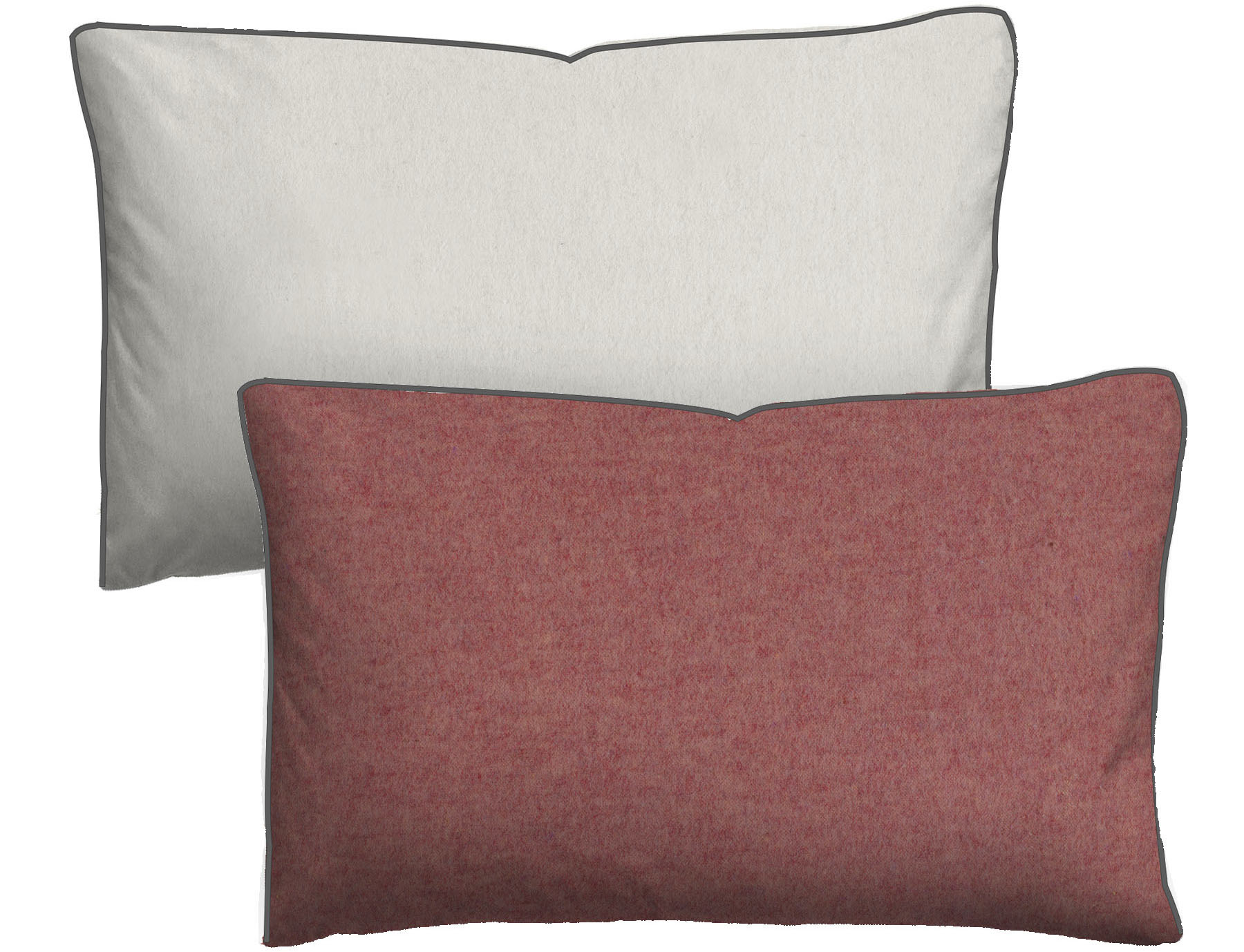 Kissenbezug BIBERNA, B:40cm L:60cm, rot, Flanell, Obermaterial: 100% Baumwolle, Kissenbezüge, "Hermal Flanell mit Reißverschluss, Melange-Optik,