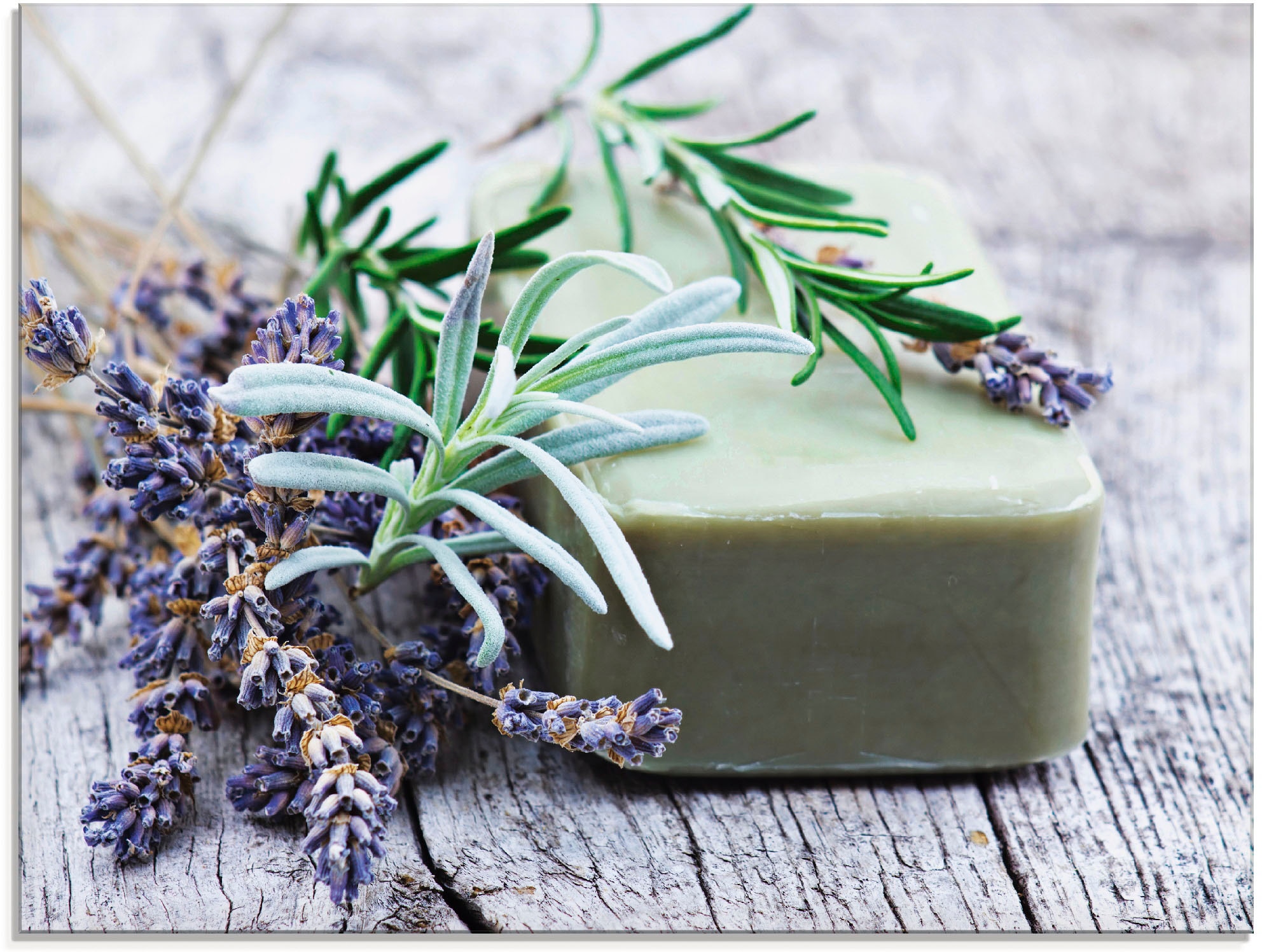 Artland Glasbild "Stück natürlicher Seife mit Kräutern" Spa 1 Stk. tlg. in verschiedenen Größen