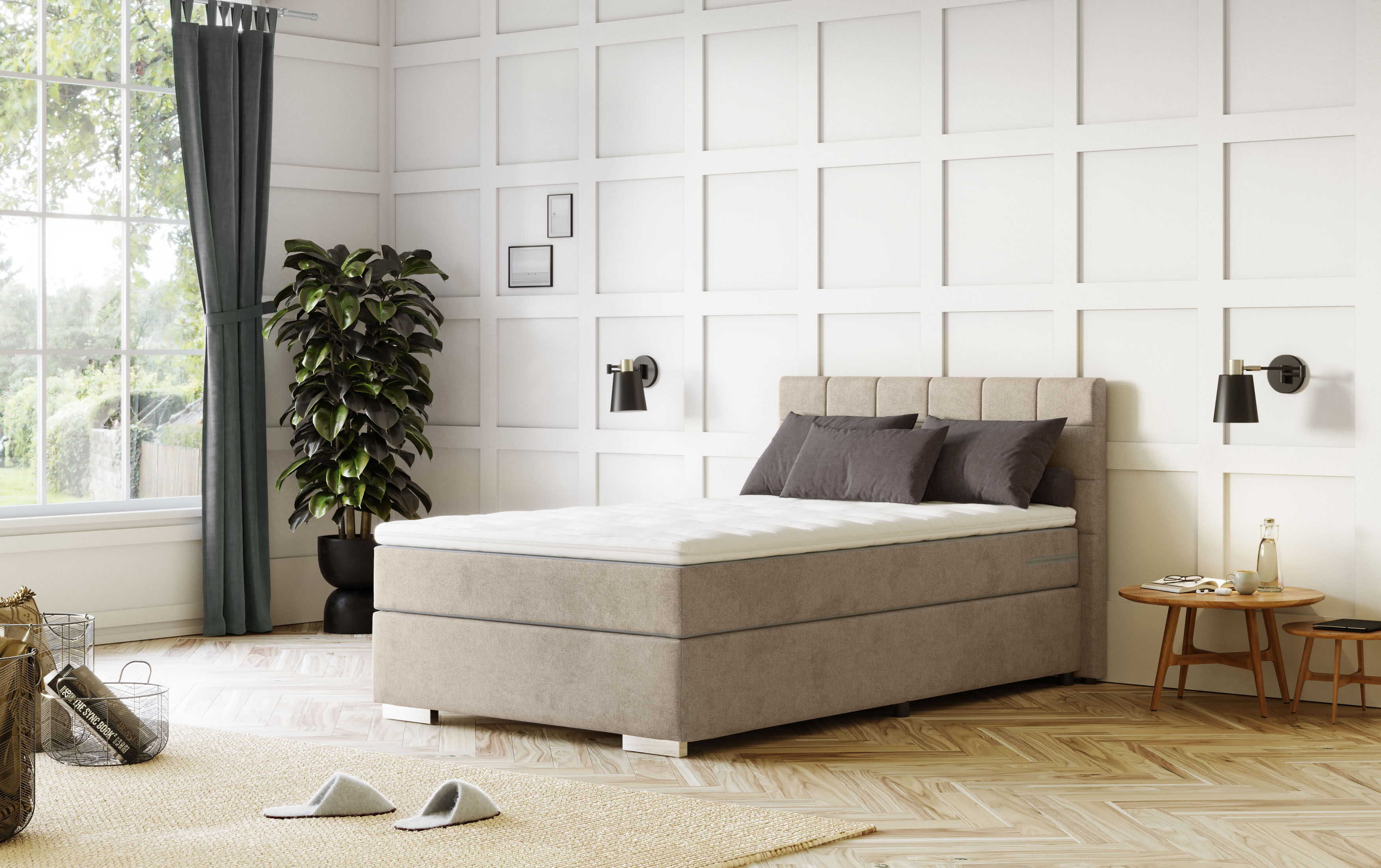 COTTA Boxspringbett "Simba erhältlich in verschiedenen Breiten, Farben und Härtegraden" Bezugsstoff: Struktur fein