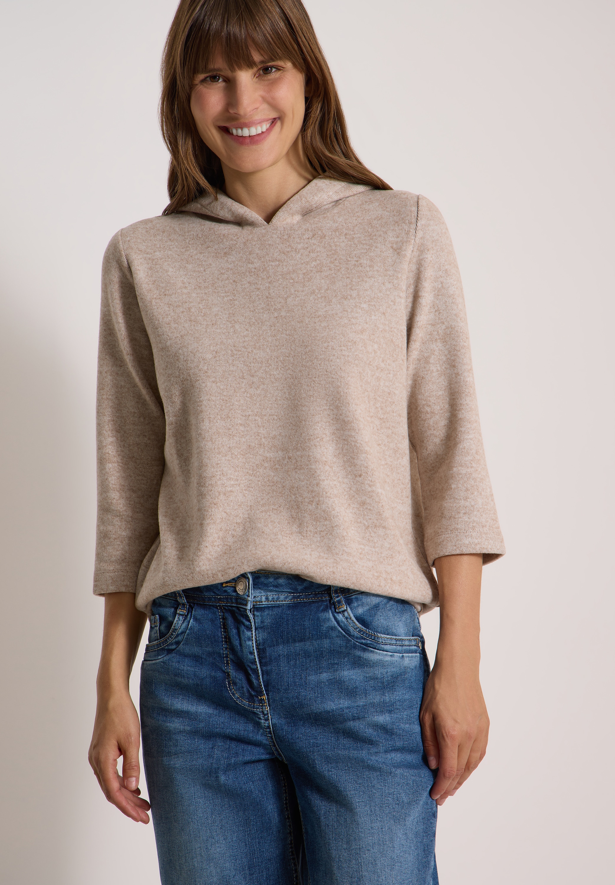 Cecil Kapuzensweatshirt, 3/4-Arm-Shirt im Melange-Look
