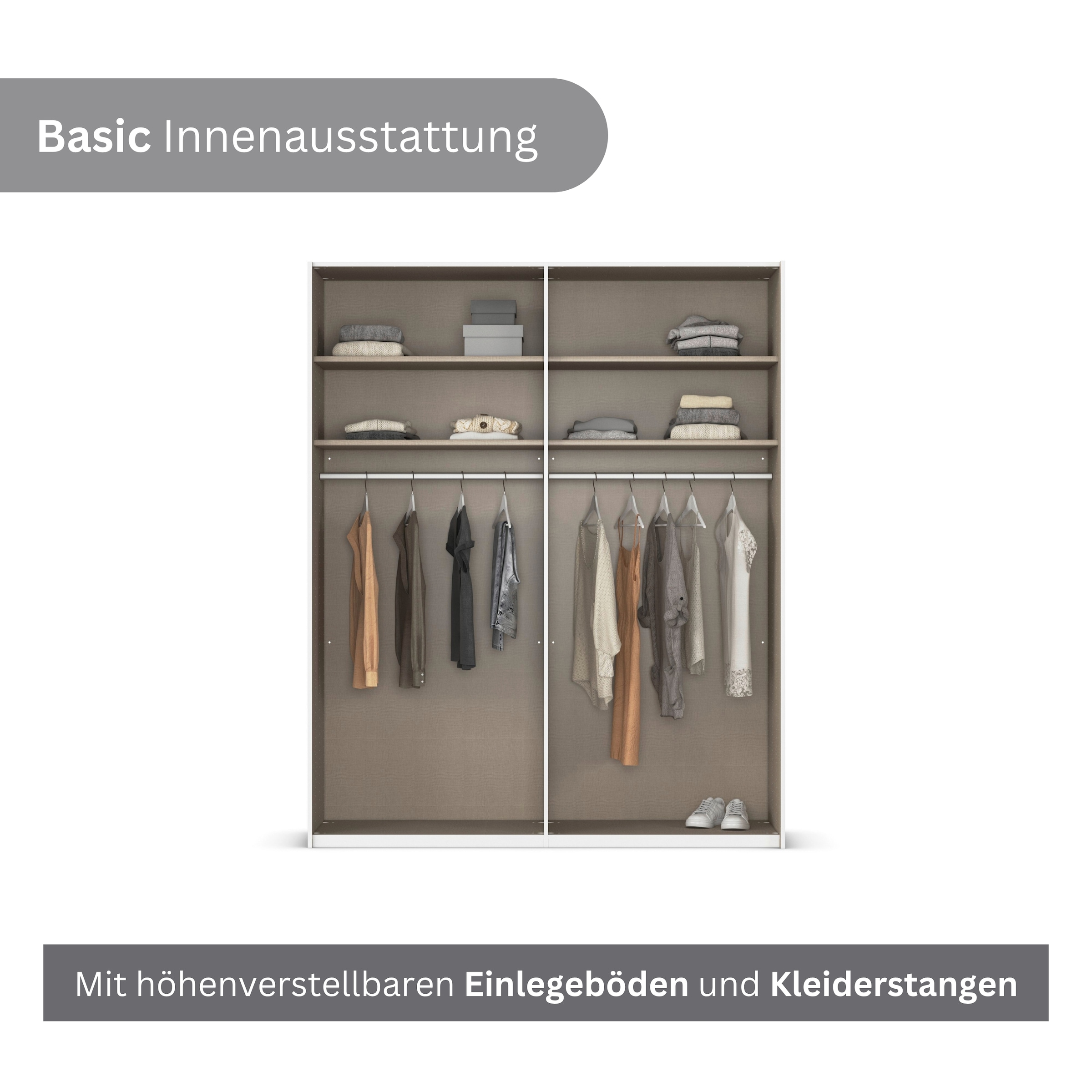 LeGer Home by Lena Gercke Kleiderschrank »Schrank Garderobe Ankleide Schlafzimmer Flur Serina«, (in 3 verschiedenen Ausstattungen BASIC/CLASSIC/PREMIUM), in 6 Breiten (101 - 401 cm) mit Front Glas oder Dekor MADE IN GERMANY