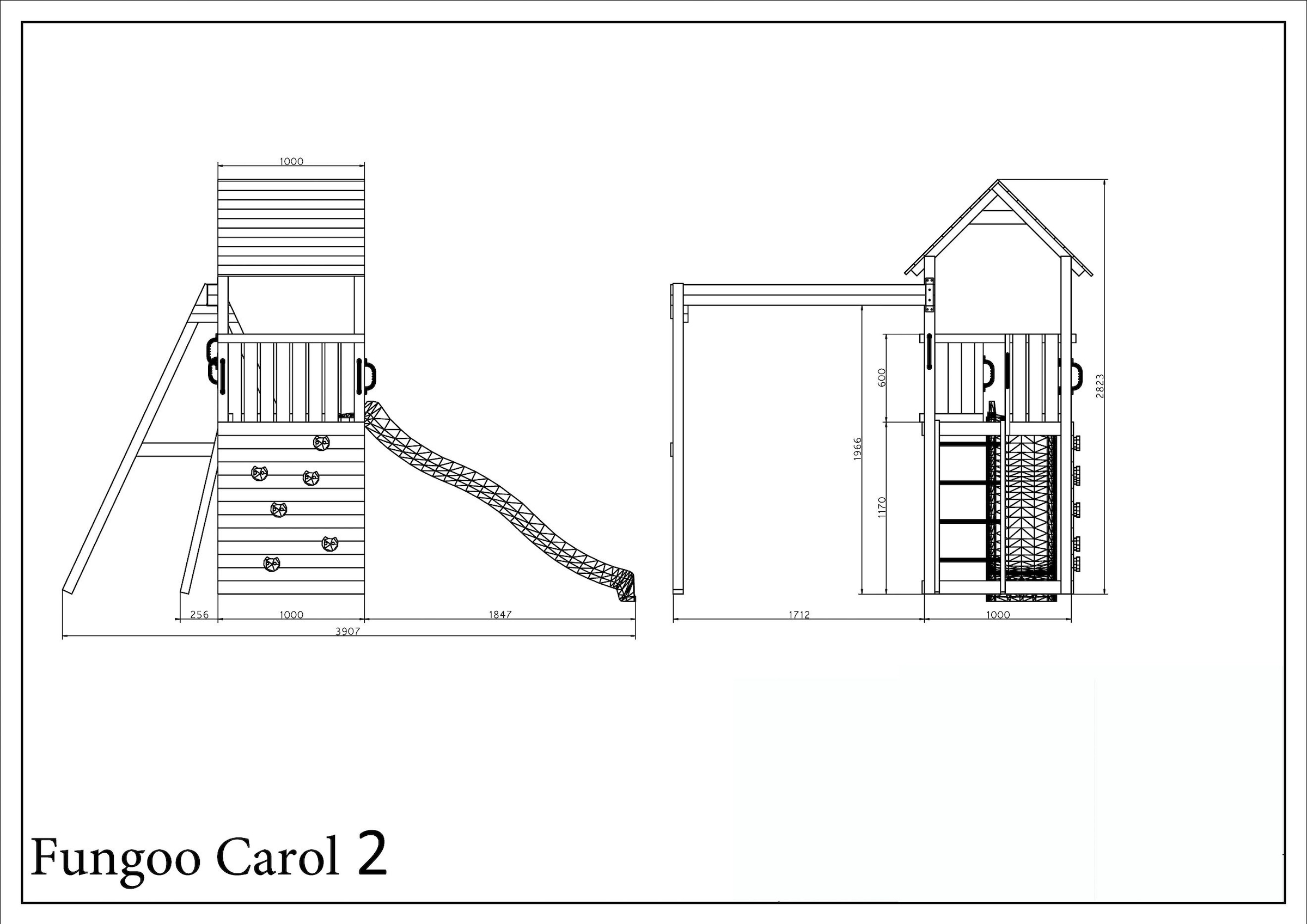 FUNGOO Spielturm »CAROL 2«, mit Schaukel & Rutsche, Kletterwand