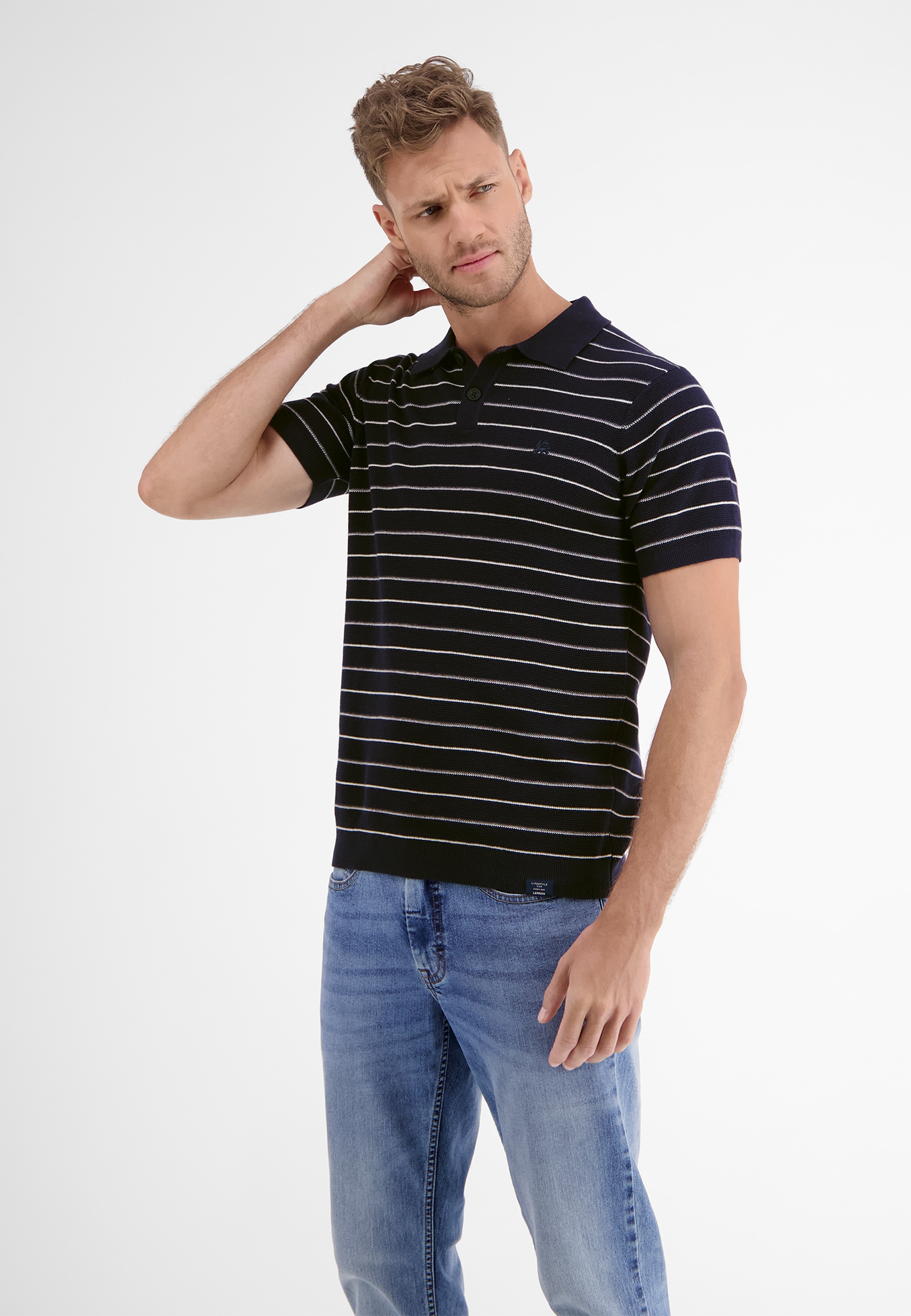 LERROS Poloshirt »LERROS Poloshirt in sommerlich-stylischer Strickoptik«