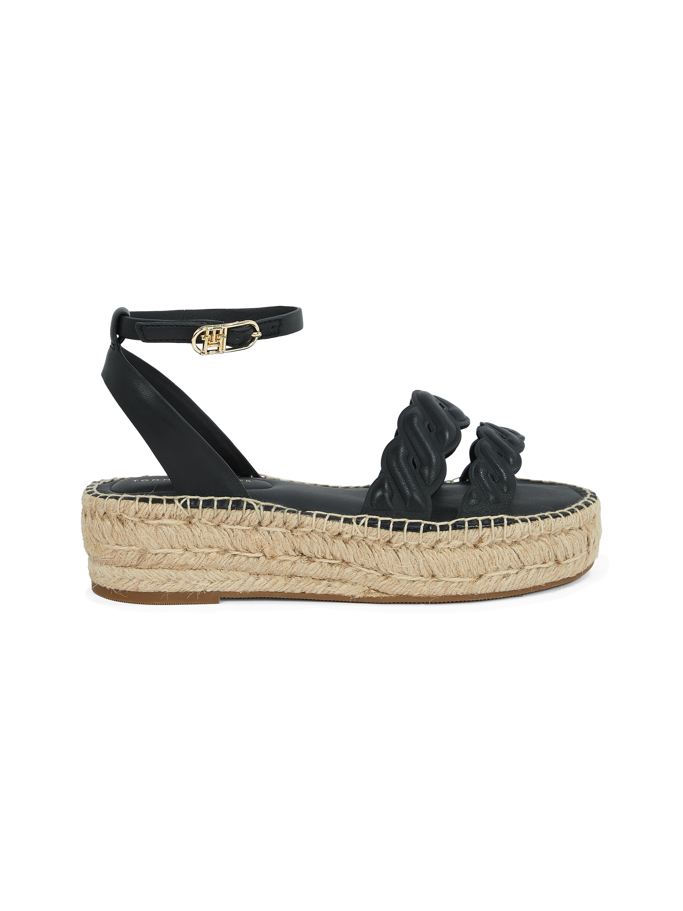 Tommy Hilfiger Keilsandalette »LEATHER ROPE REAL ESPAD SANDAL«, Plateau, Sommerschuh, Riemchensandale mit verstellbarer Schnalle