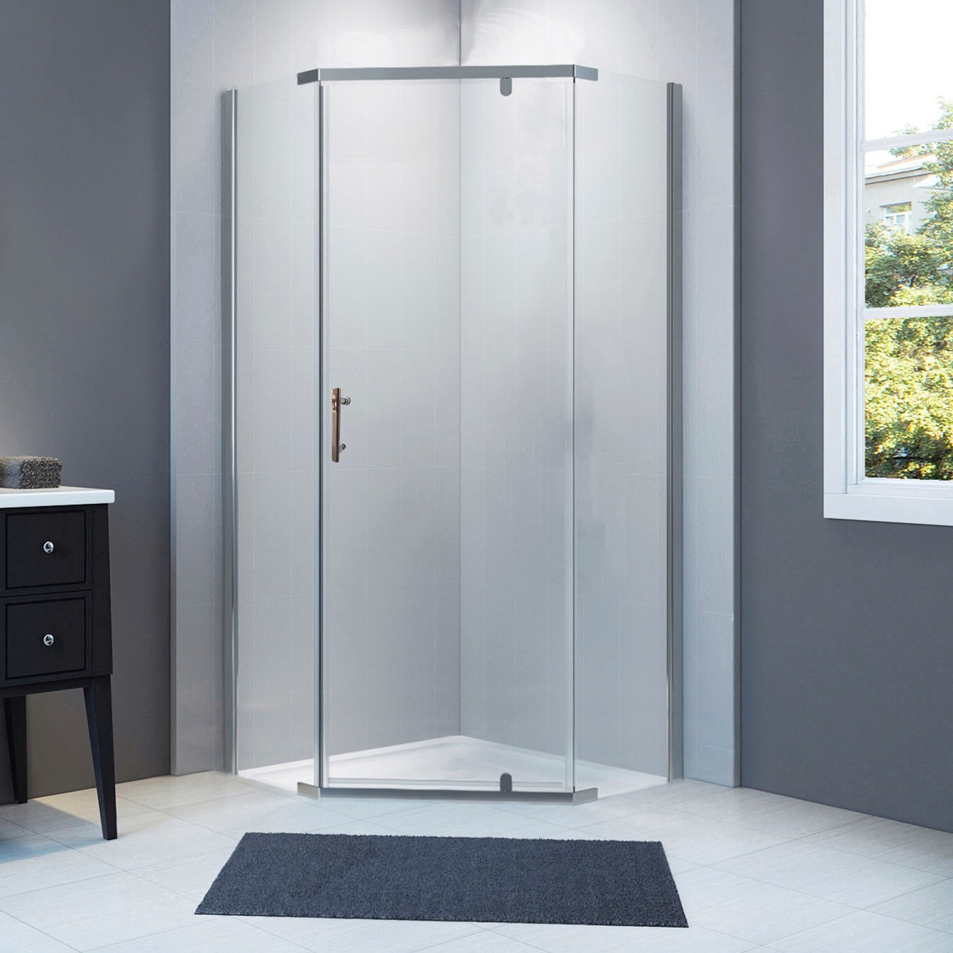 Sanotechnik Fünfeckdusche »Fünfeckduschkabine chrom«, Maße: 90x90x190cm
