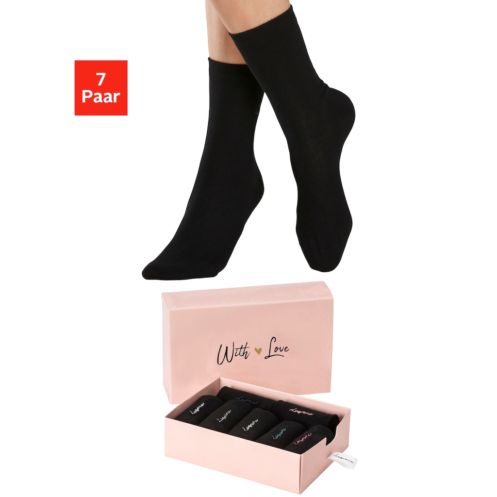 LASCANA Basicsocken, (Box, 7 Paar)