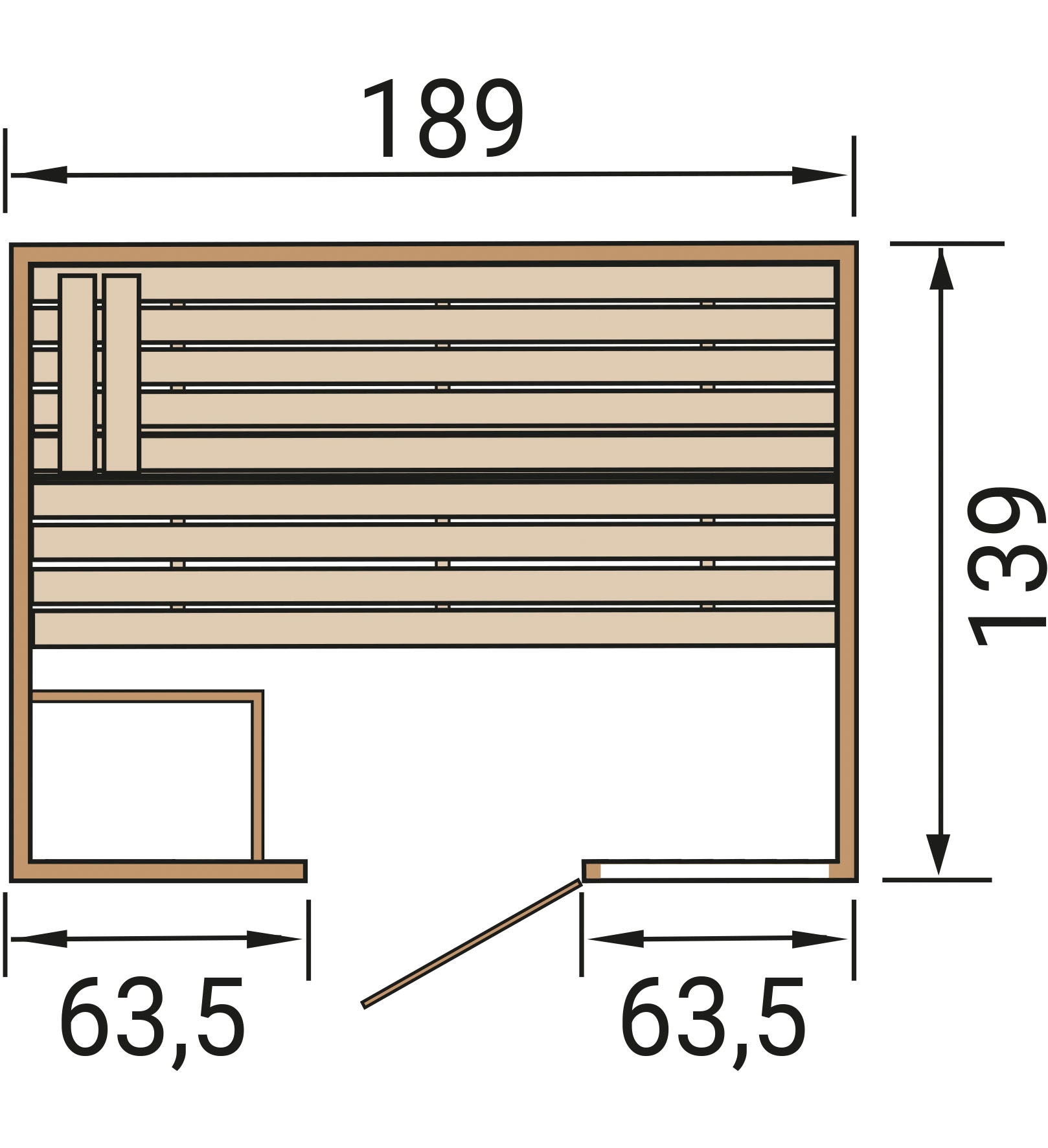 weka Sauna »Massivholzsauna VALIDA 2«, Blockbohlen, moderne Ganzglastür, Fensterelement