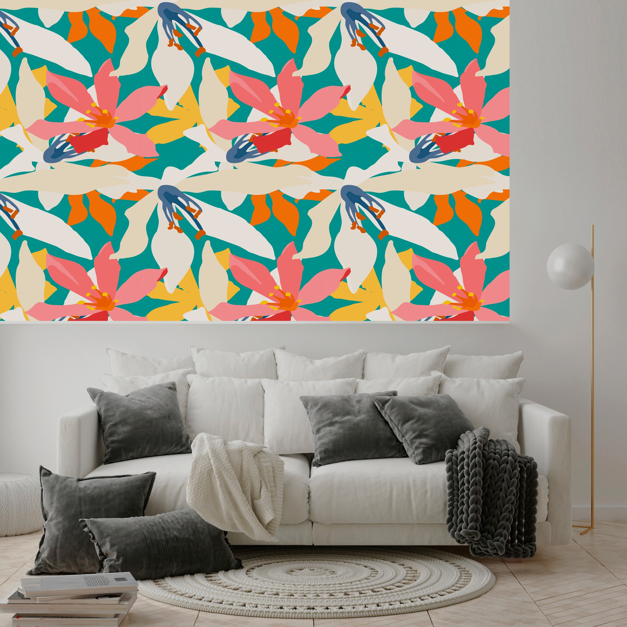 queence Vinyltapete »Davina«, bedruckt-Motiv-botanisch-floral-gemustert-natürlich, 90x250cm, selbstklebend, kinderleichte Anbringung, Sticker