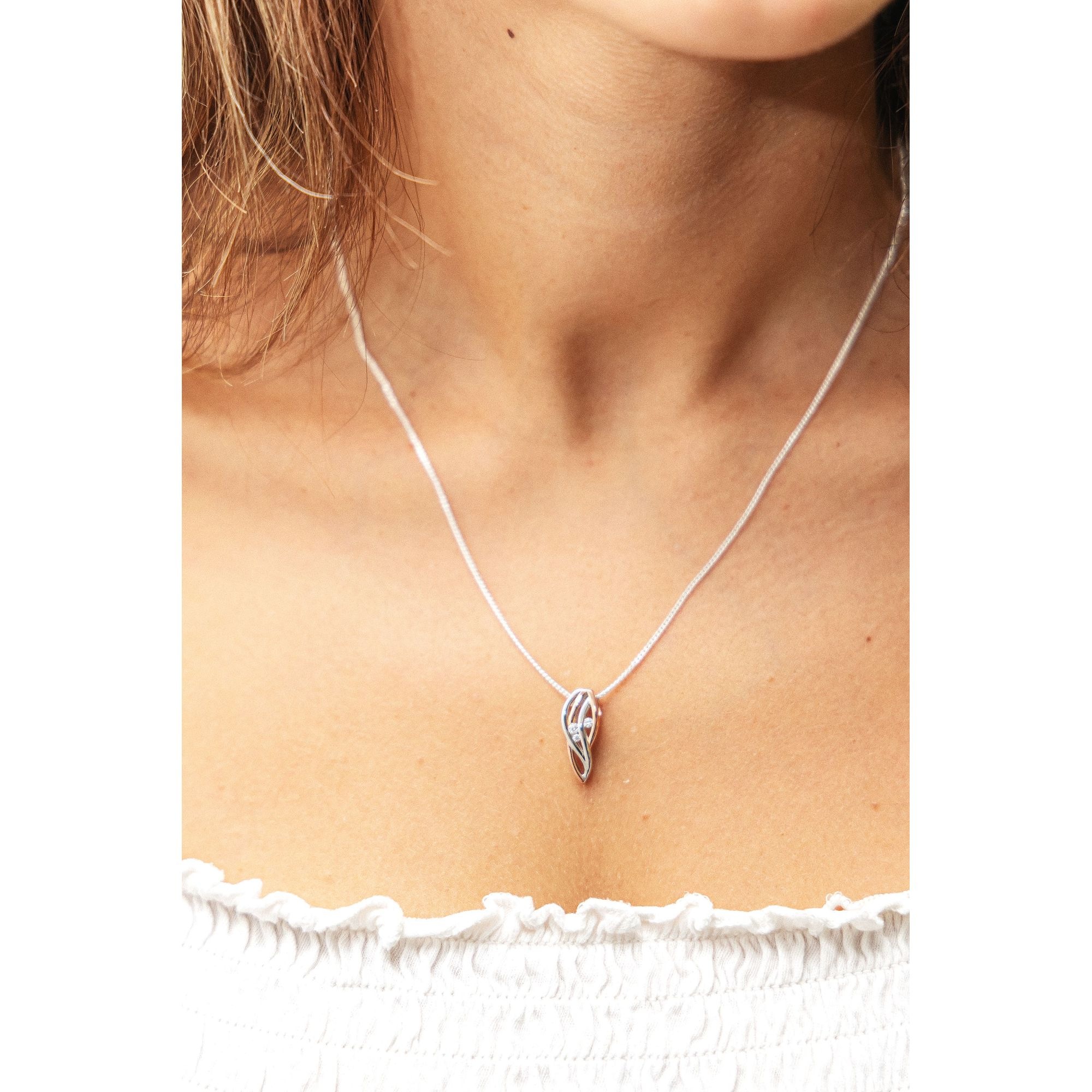 Zeeme Kette mit Anhänger »Silber 925 zweifarbig mit Zirkonia weiß«