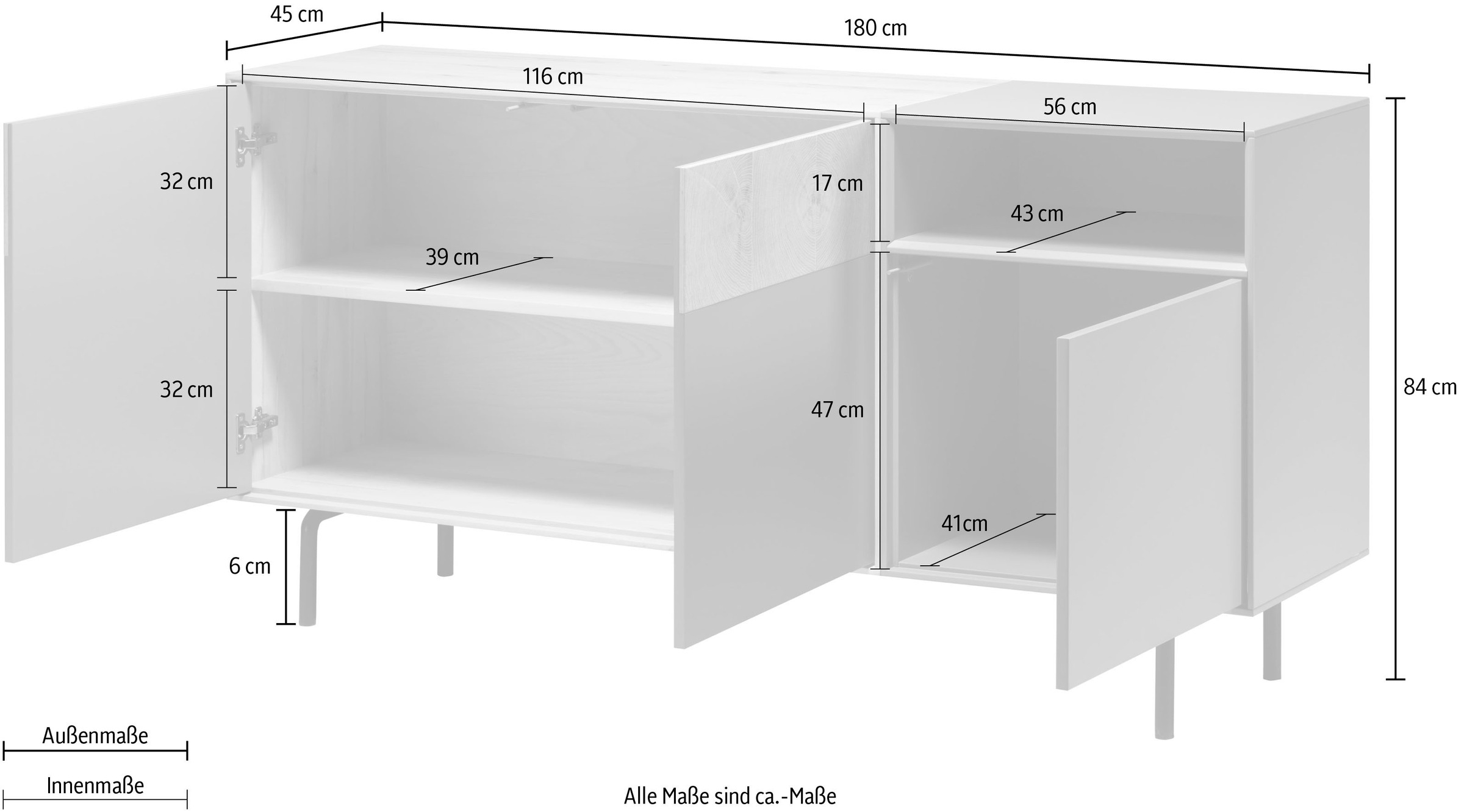 whiteoak Sideboard »Lanzo«, in hochwertiger Verarbeitung