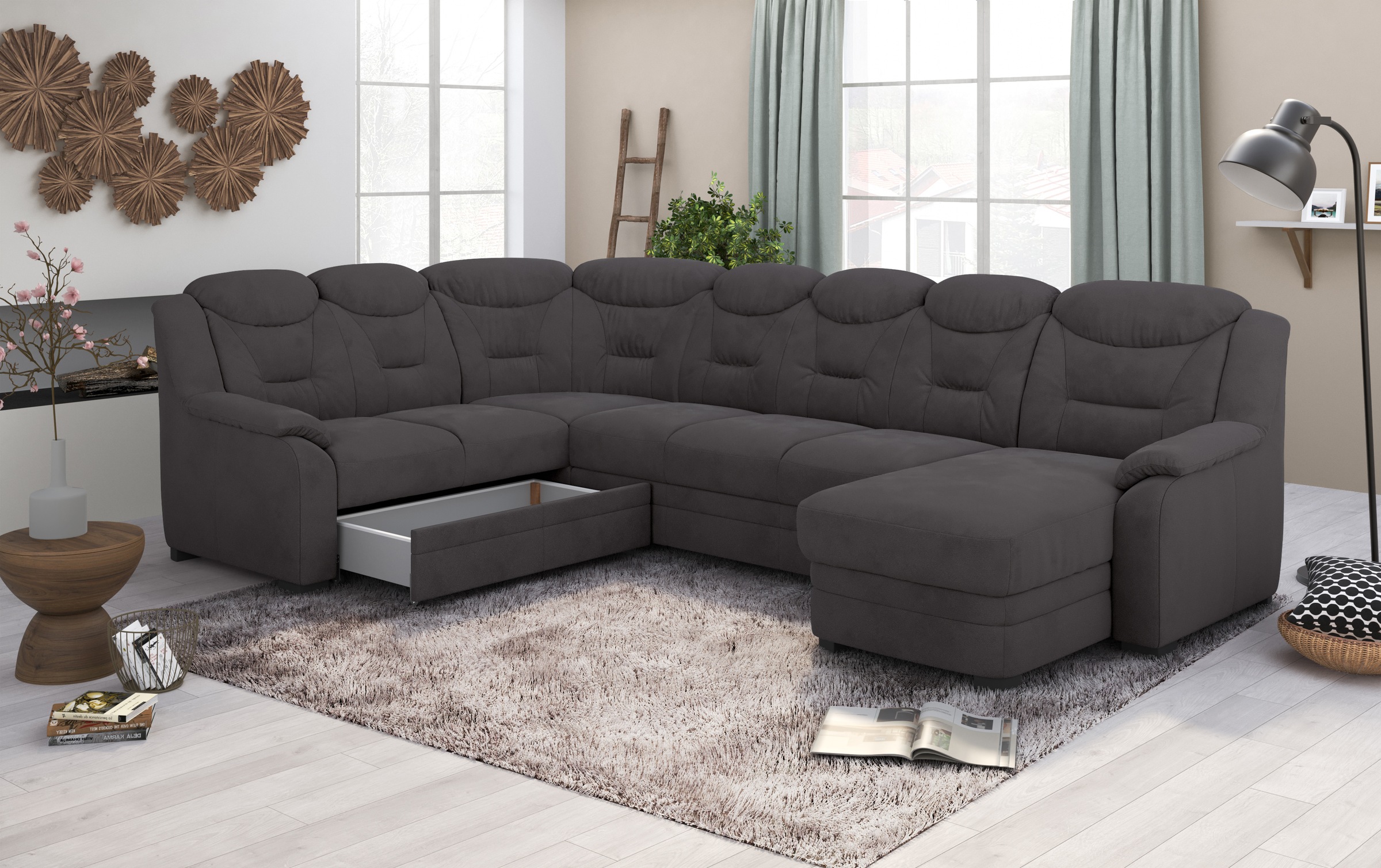 COTTA Wohnlandschaft »Marcus U-Form«, Bequeme Wohnlandschaft in klassischem Design mit hoher Rückenlehne
