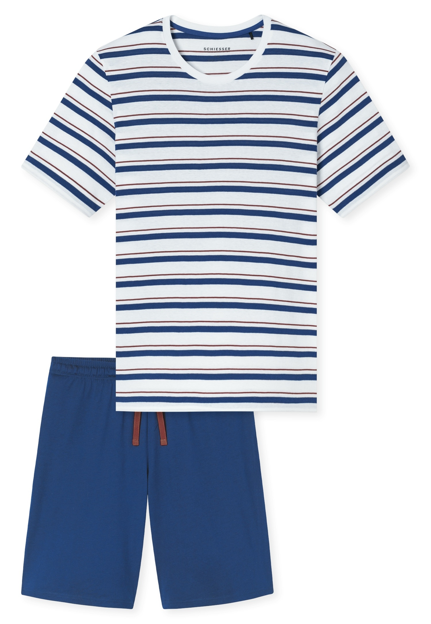 Schiesser Shorty "Casual Nightwear" 2 mit gestreiftem Oberteil, Rundhalsaus günstig online kaufen