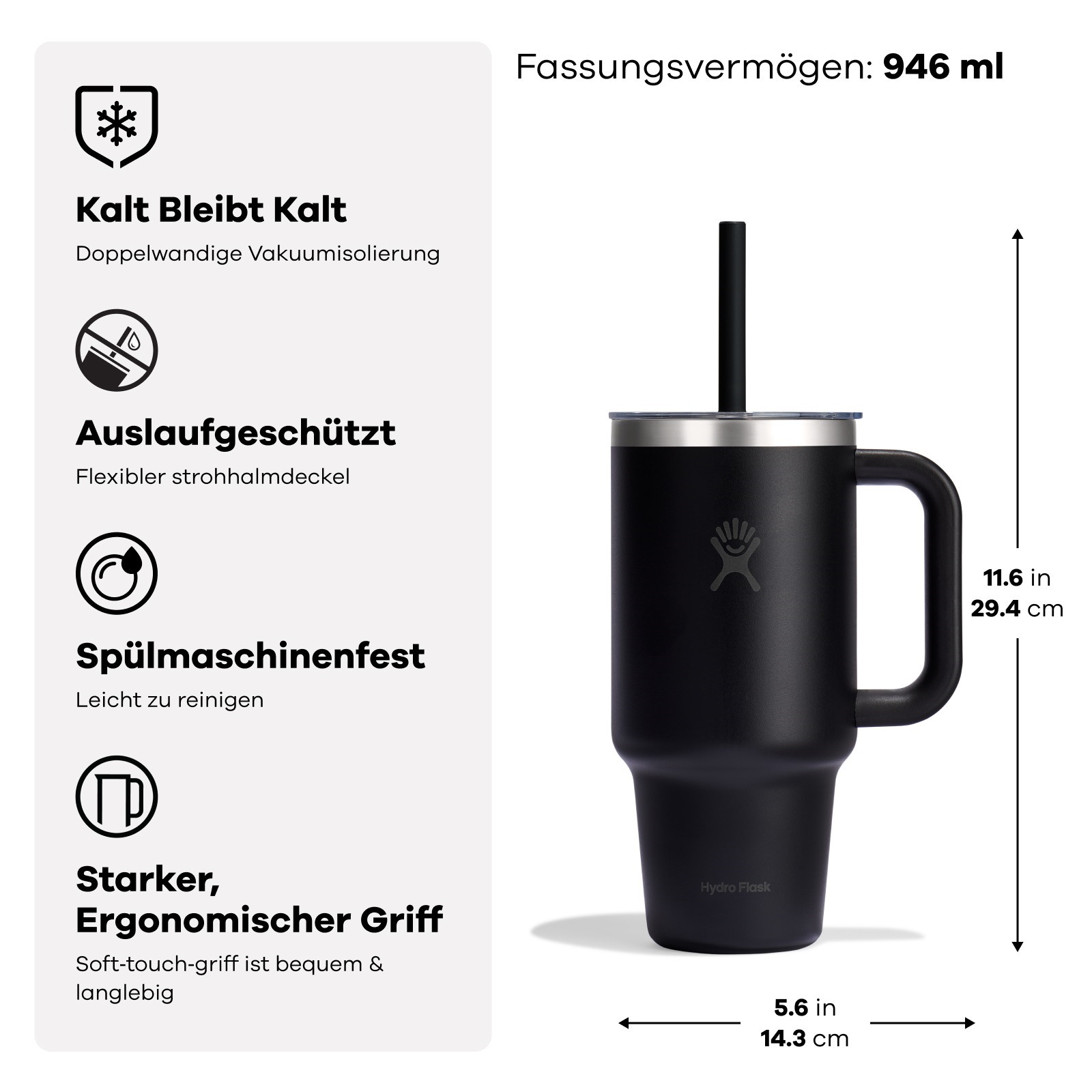 Hydro Flask Trinklernbecher »32 OZ Travel Tumbler Clear Lid, 946 ml«