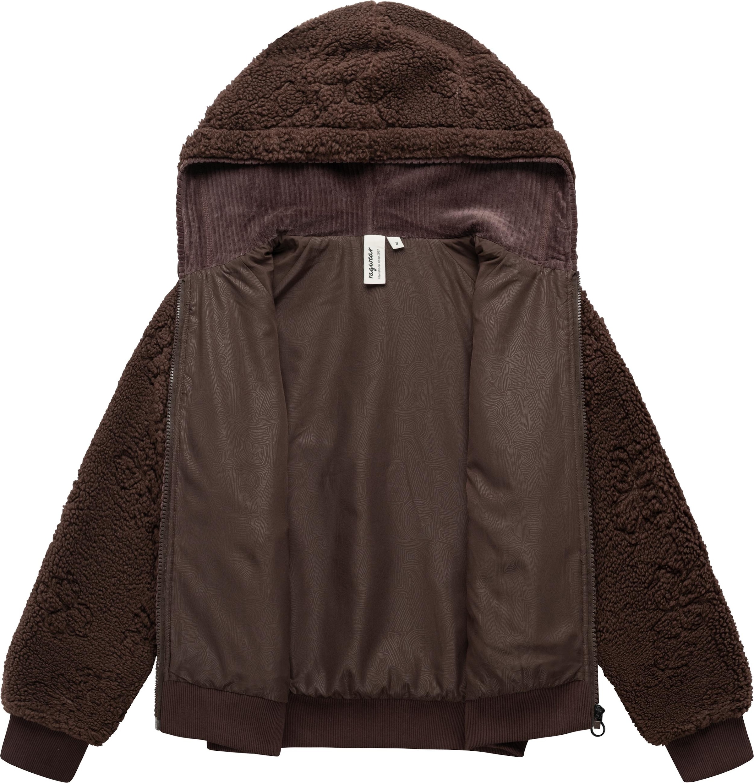 Ragwear Plüschjacke »Taliana Emboss Y« mit Kapuze Leichte Teddyjacke mit verstellbarer Kapuze, winddicht