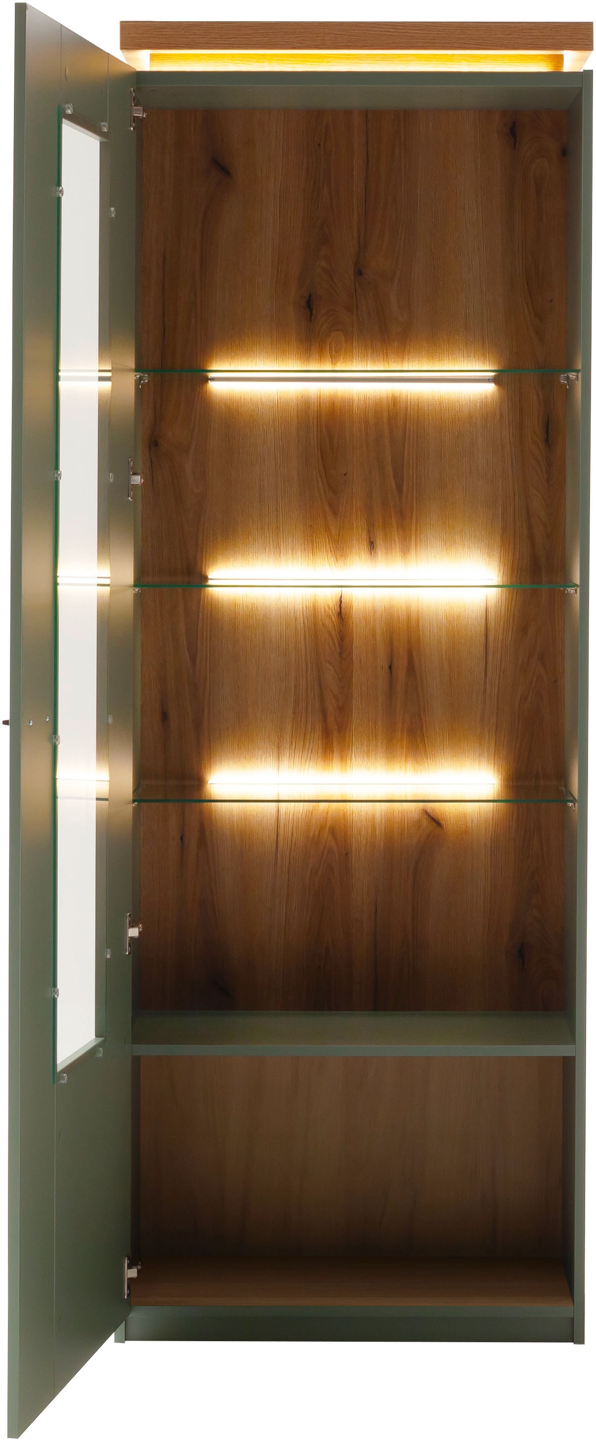 MCA furniture Vitrine »Moniz Vitrine«, (1 St.), Standvitrine, Hochschrank,Metallgriffe, Höhe 197 cm, 1 Tür
