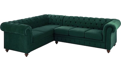 Chesterfield-Sofa »Duc Ecksofa«, hochwertige Knopfheftung im Rücken, Samtoptik mit...