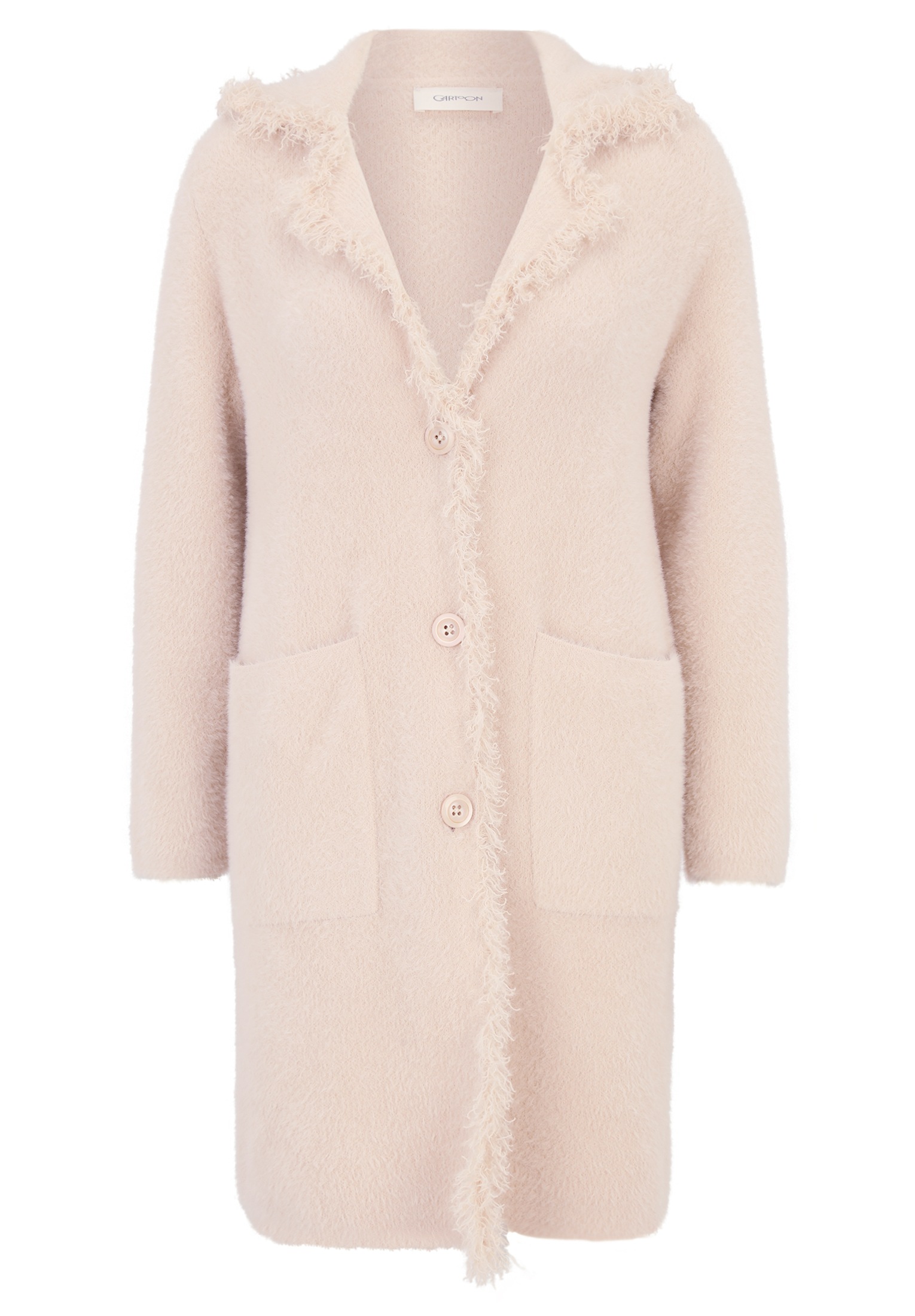 Cartoon Strickjacke "Damen mit Reverskragen" 1 Stk. Fransen günstig online kaufen