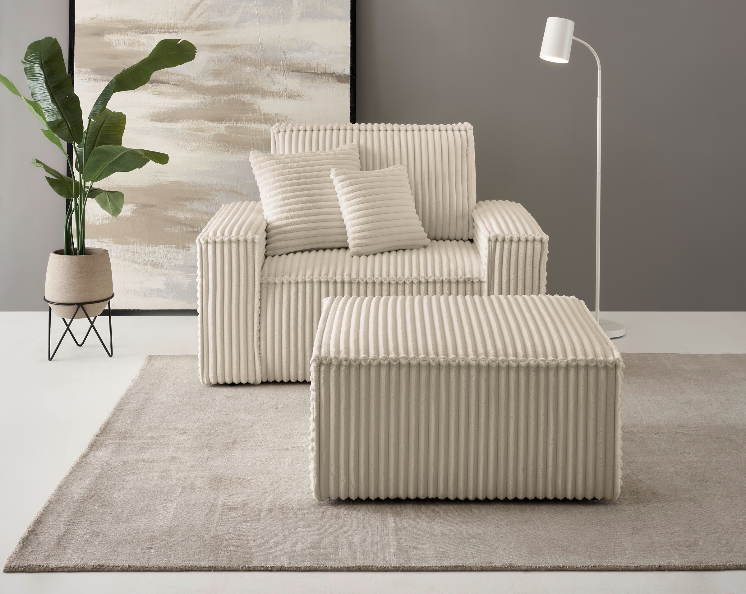 andas Loveseat »Finnley«, (2 St.), Loveseat und Hocker im Set, passend zur Polster-Serie Finnley