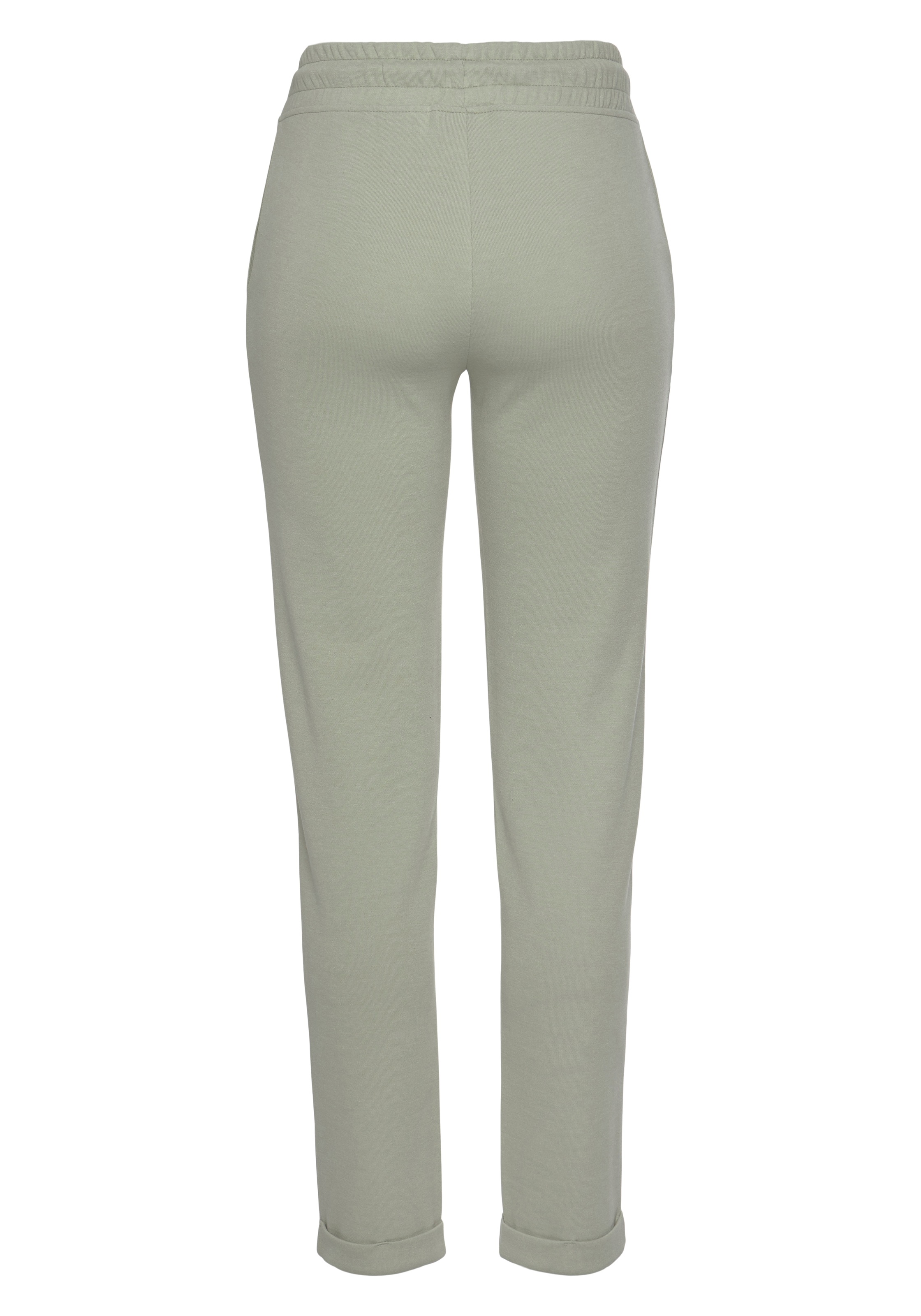 Sweathose H.I.S, Damen, Gr. 32/34, N-Gr, grün (mint, grün), Interlock, Obermaterial: 60% Baumwolle, 40% Polyester, bestickt, unifarben, bequem knöchellang, Hosen Sweathose, Schlupfhose mit kleinem Aufschlag am Saum, Loungewear, Topseller 3
