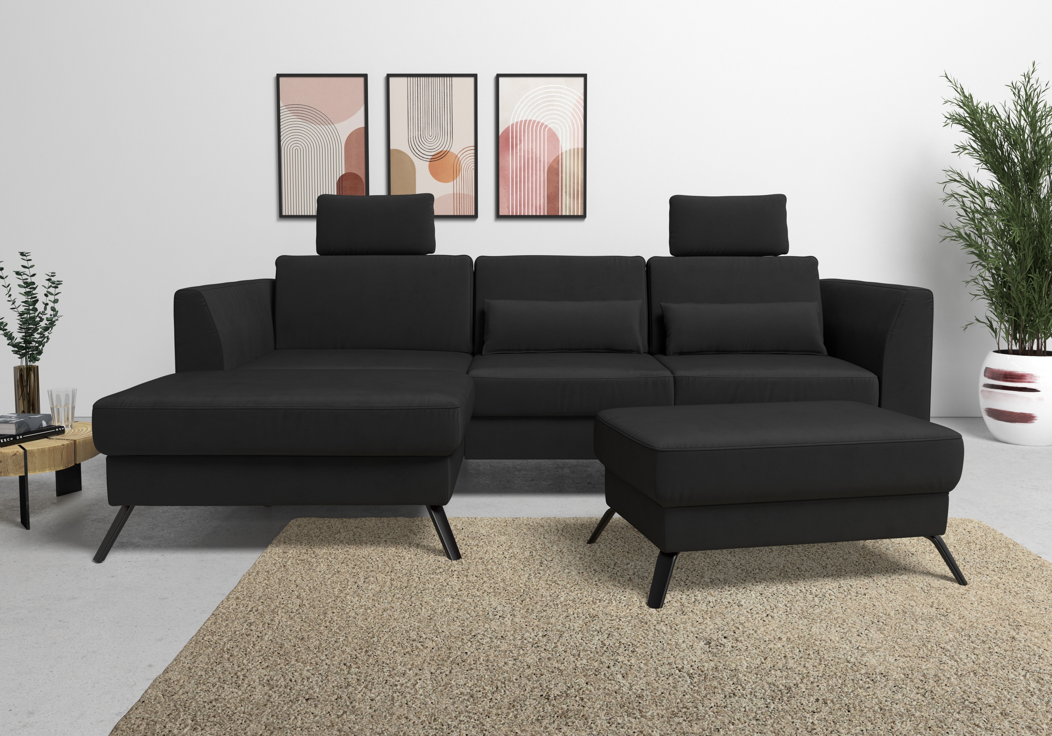 sit&more Ecksofa "Olsen L-Form" inklusive Sitztiefenverstellung, optional Schlaffunktion, 15cm hoch