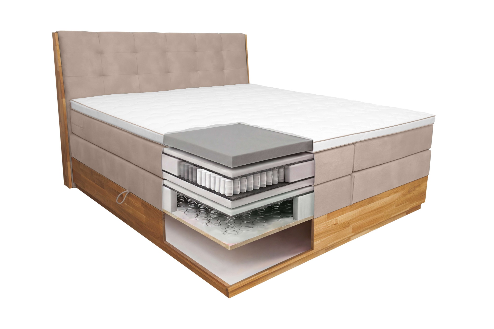 OTTO home Boxspringbett »Alleea, Doppelbett, Polsterbett, Federkernbett, Komforbett, 160/180 cm« inkl. Topper, zwei Bettkästen, Taschen-Federkernmatratze, Härtegrad 3