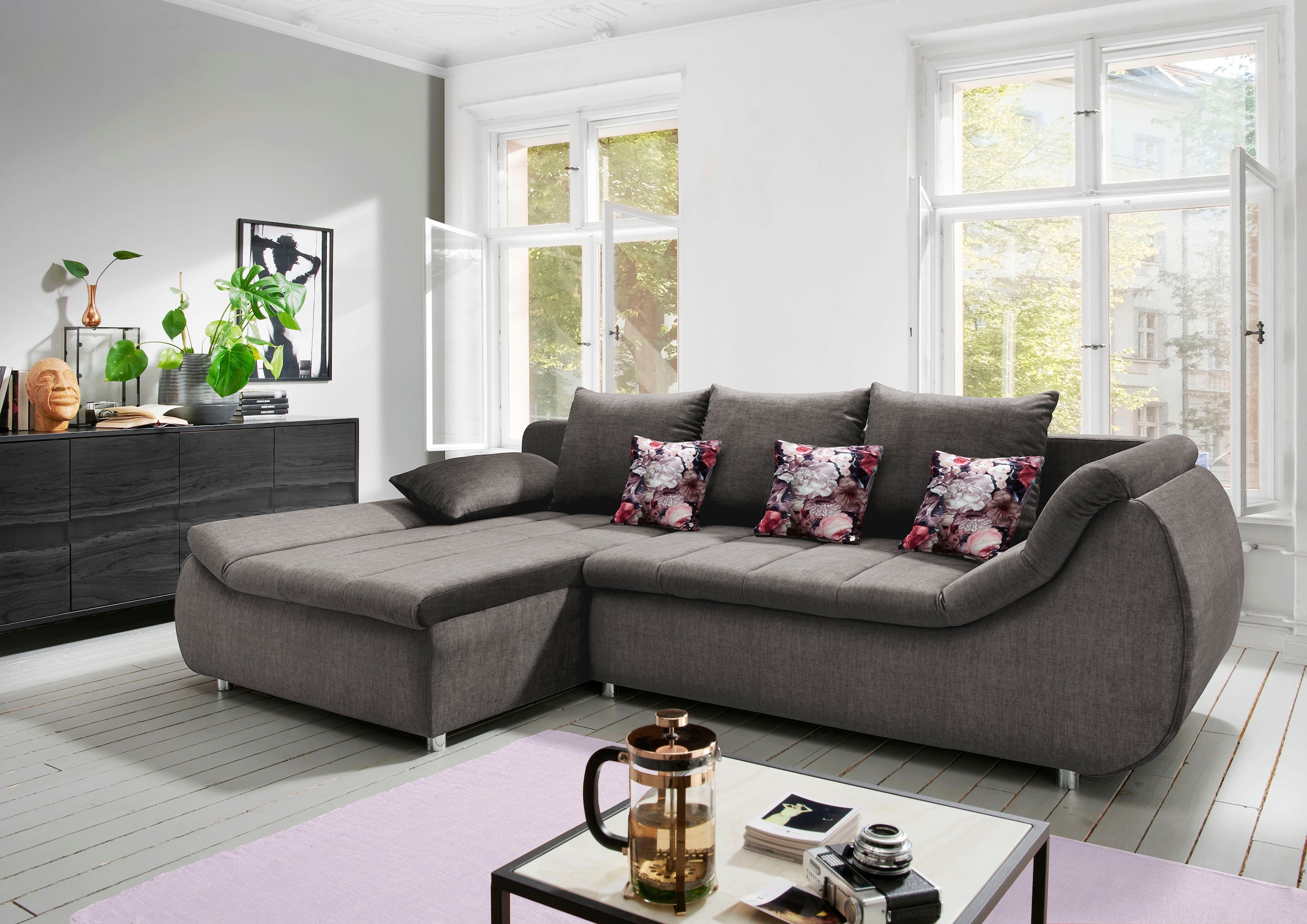 INOSIGN Ecksofa "Imola elegant und modern, aktuelle Steppung im Sitz, beque günstig online kaufen