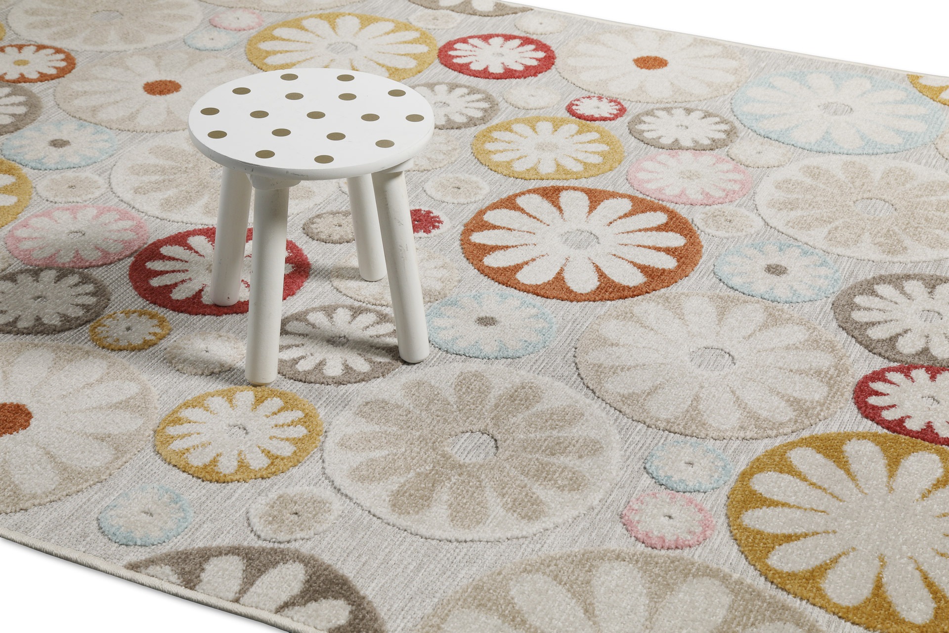 Wecon home Outdoorteppich »Flowerdrops«, rund, 5 mm Höhe, für Innen & Außen, strapazierfähig, pflegeleicht, Hoch-Tief Effekt