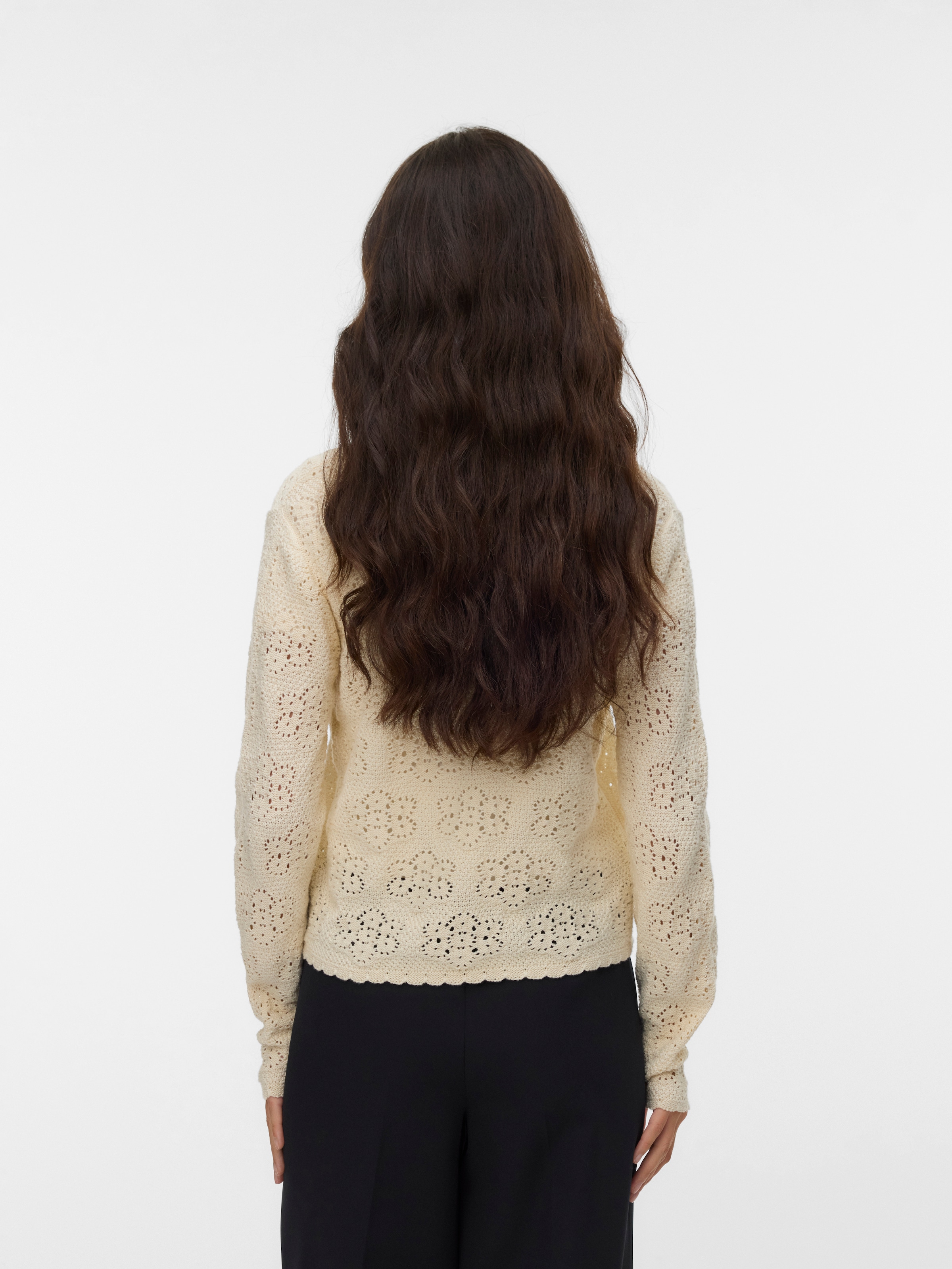 Vero Moda Strickjacke »VMAVA LS V-NECK TIE STRING CARDIGAN« Baumwolle, gewellte Strickbündchen