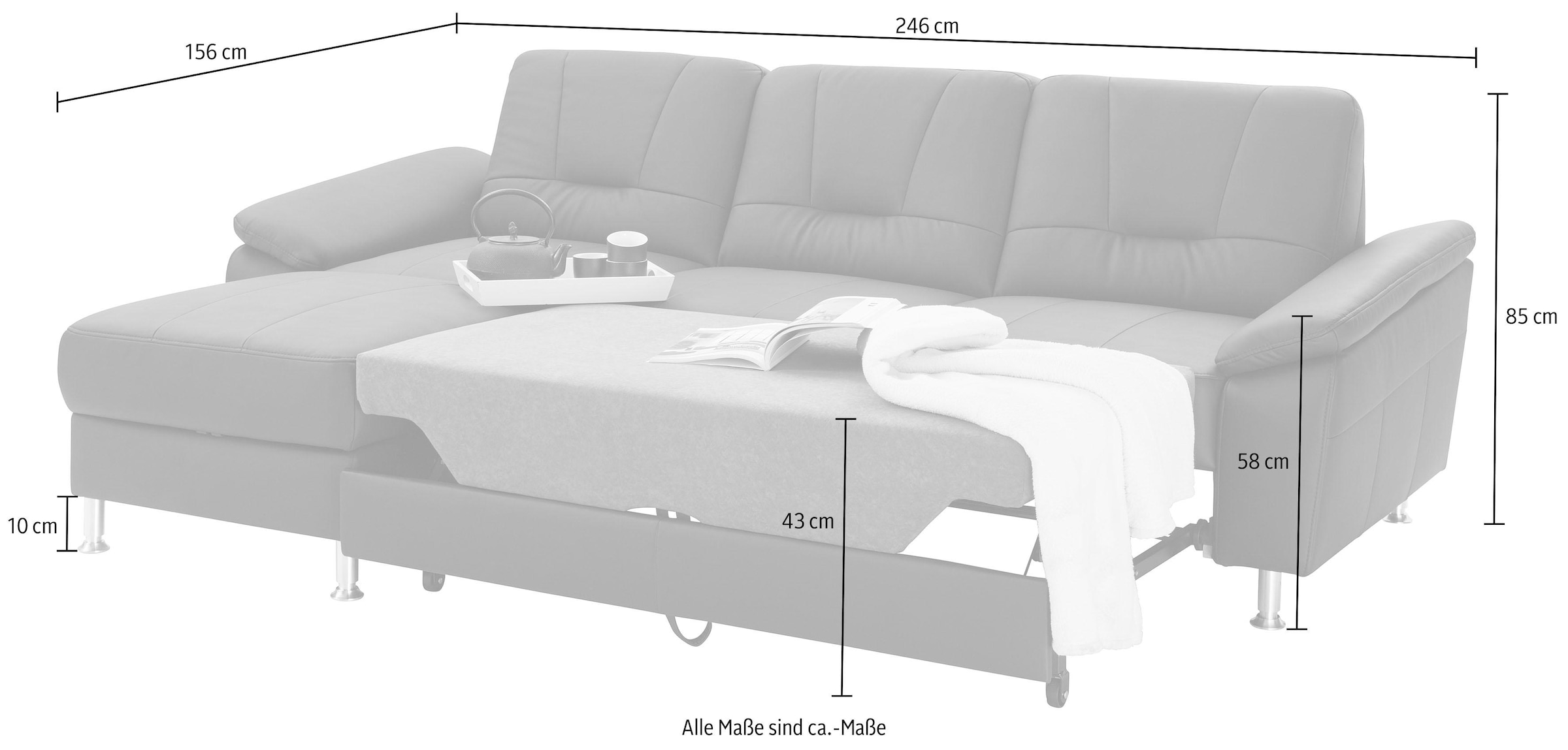 exxpo - sofa fashion Ecksofa »Castello, L-Form«, wahlweise mit Bettfunktion