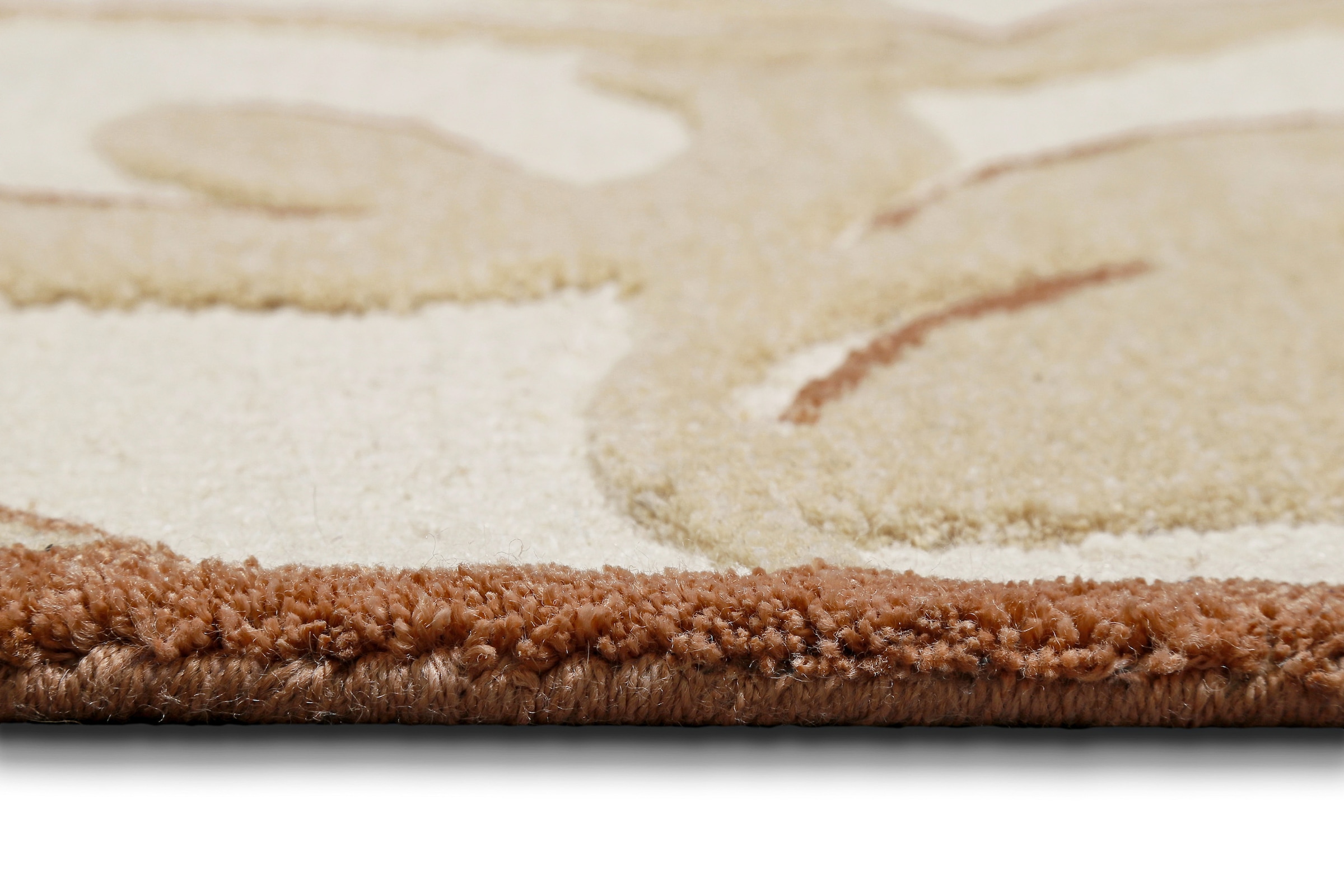 Wecon home Teppich »Summers Peak« rechteckig 16 mm Höhe Kurzflorteppich, Naturfaser, floral, Hoch-Tief-Effekt, handgetuftet