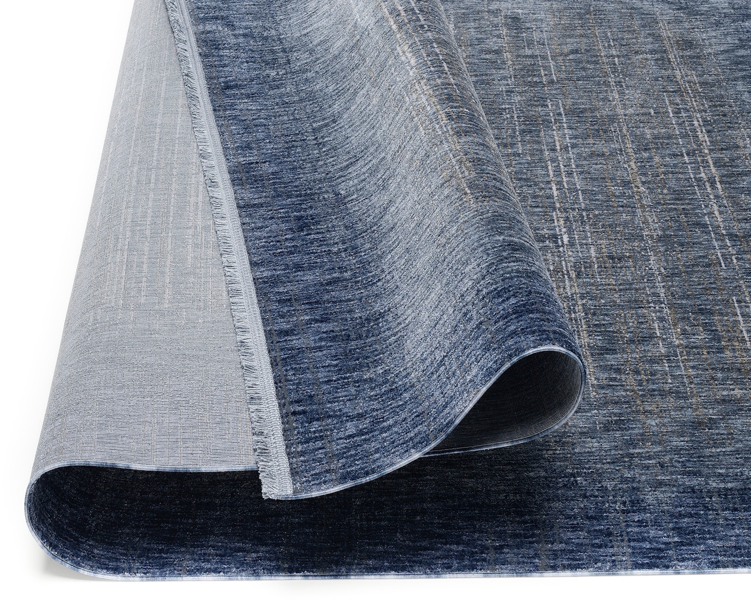 Teppich MUSTERRING "MEMPHIS", blau (jeans), B:80cm H:8mm L:150cm, Polyester, Teppiche, Teppich, exlcusive MUSTERRING DELUXE COLLECTION mit seidigem Glanz 3