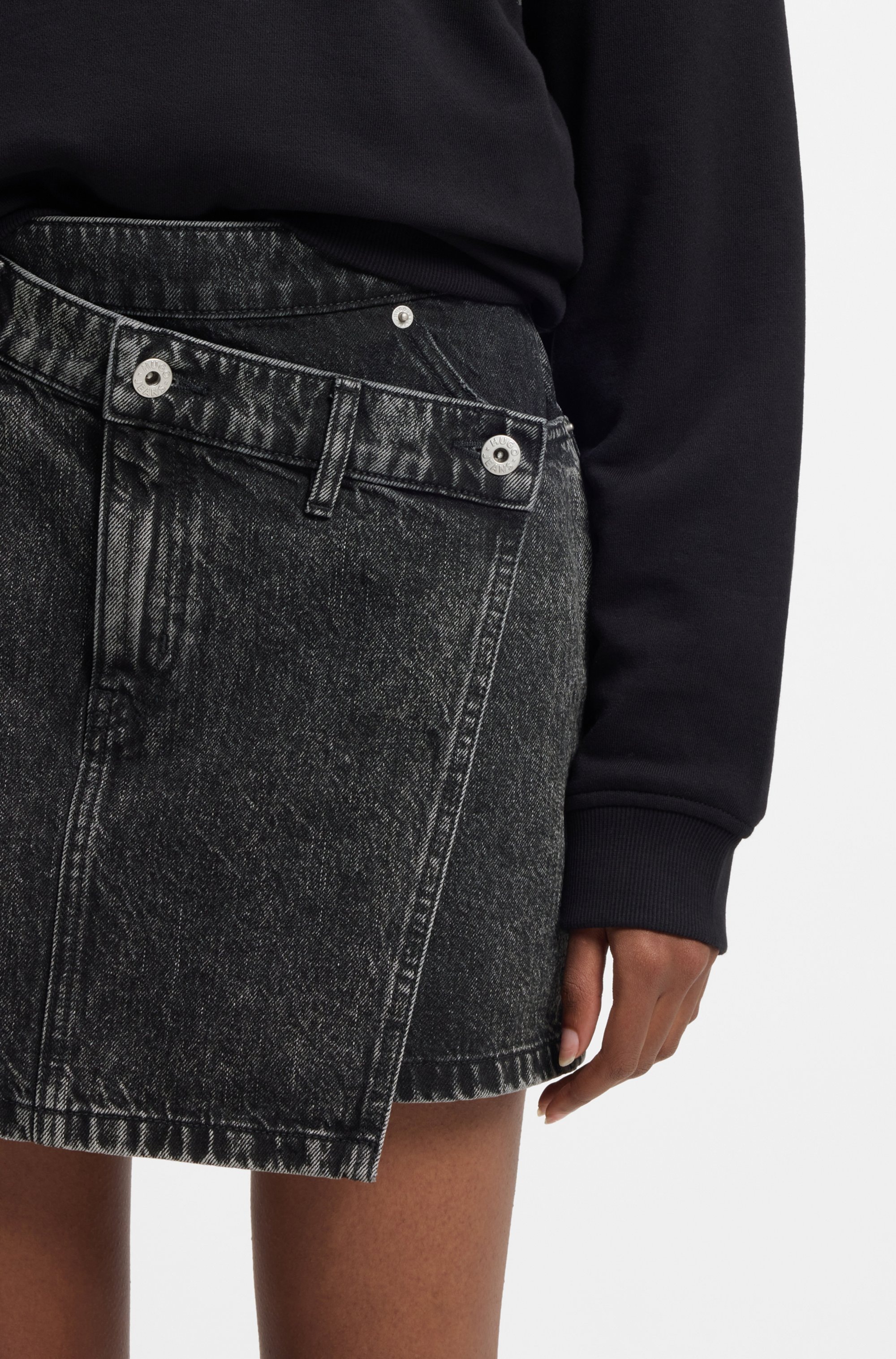 HUGO Blue Jeansrock "Galaxy" mit asymmetrischem Bund, Mini-Länge günstig online kaufen