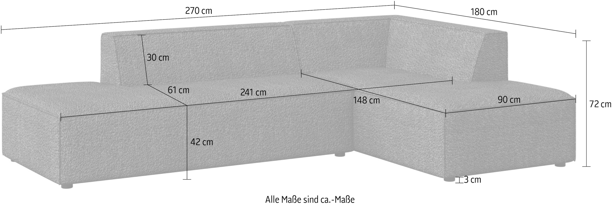 INOSIGN Ecksofa »Cavan«, L-Form, Ottomane links oder rechts bestellbar