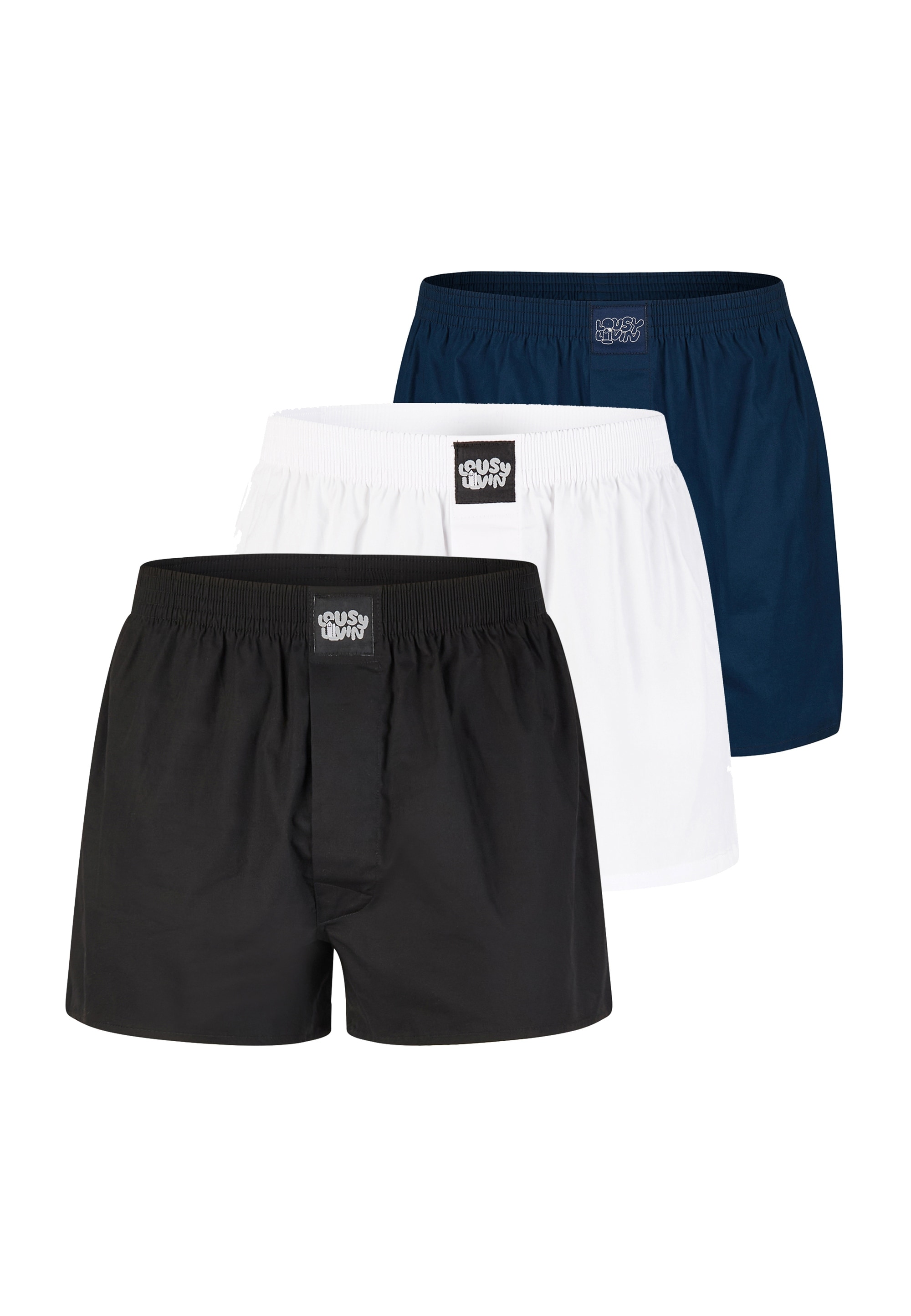 Lousy Livin Boxershorts »3Pack Boxershorts Plain 3 Pack«, 3er-Pack mit lockerem Schnitt