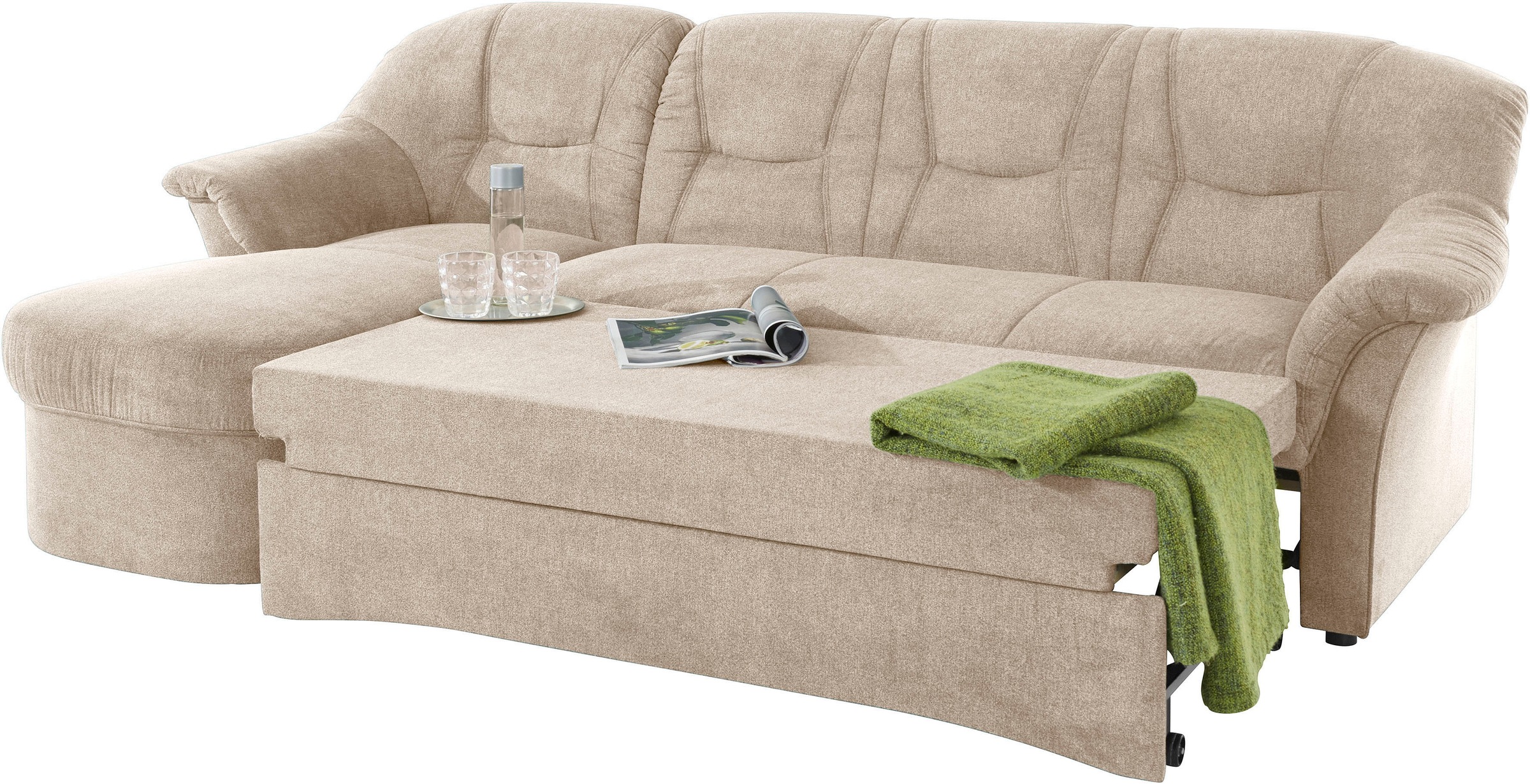 DOMO collection Ecksofa »Sarafina zeitlos und komfortabel, optional mit Federkern, L-Form«, wahlweise mit Bettfunktion