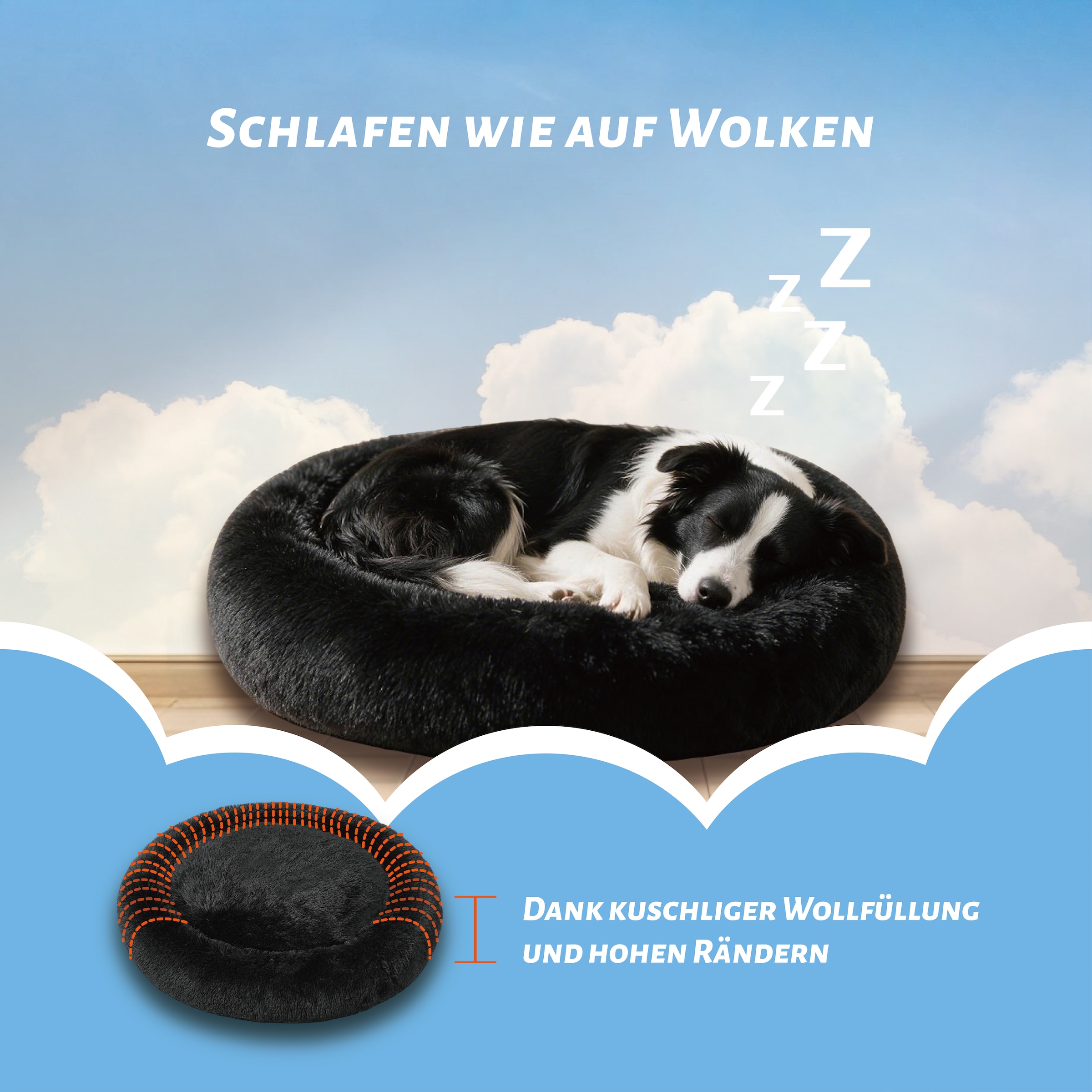 OTTO home Hundebett »Cloudy« Kuscheliges Plüschbett mit weichem Rundrand